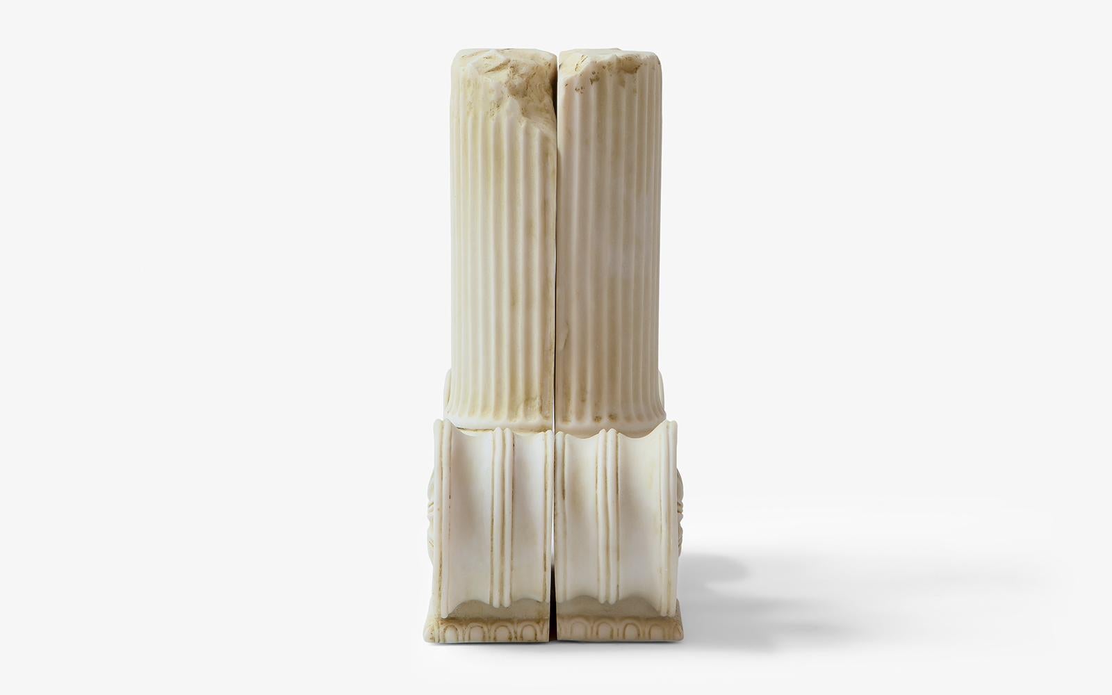 Ionic Bookend no:2 Set Made with Compressed Marble Powder For Sale 1
