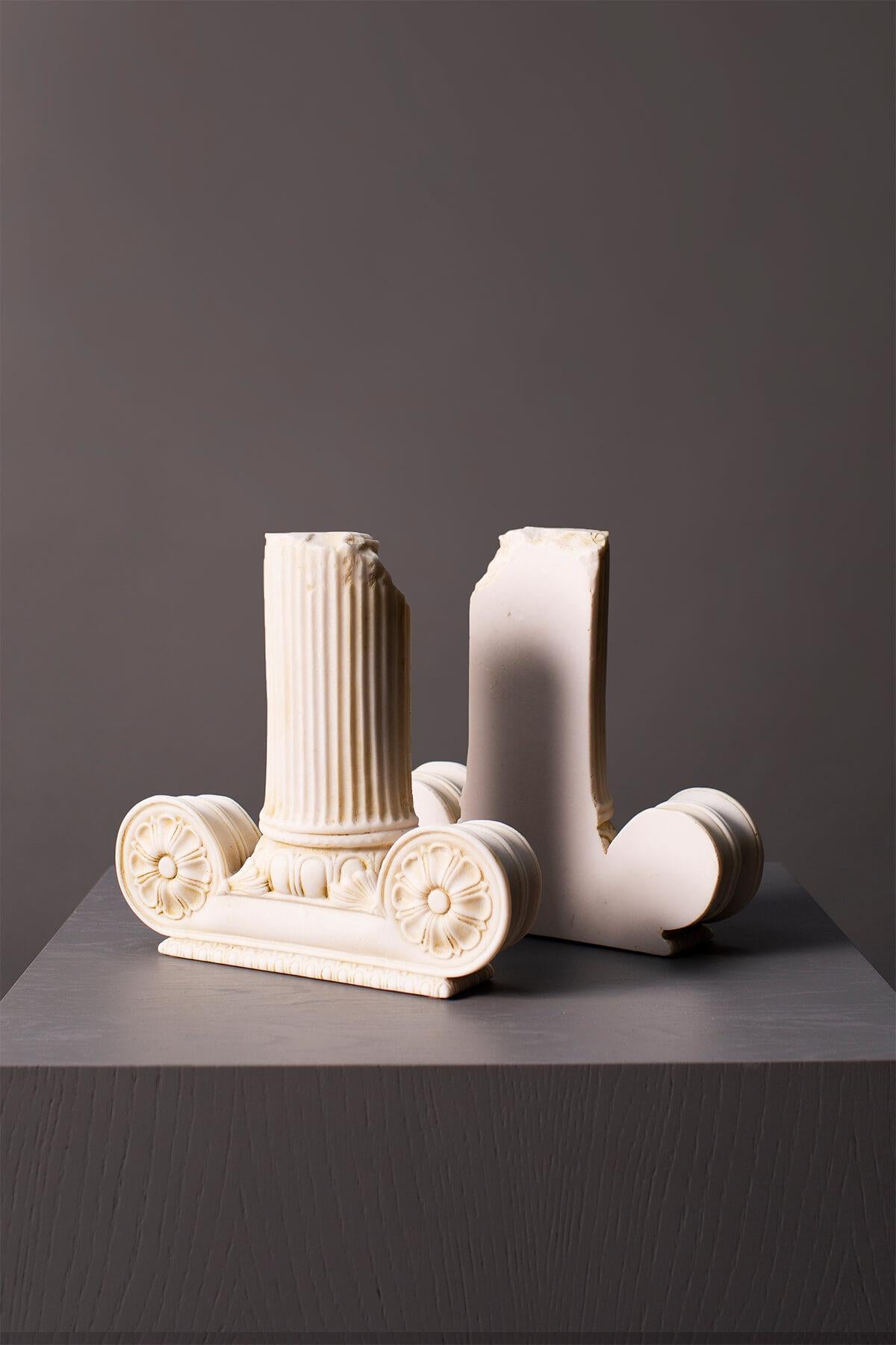 Cast Ionic Bookend no:2 Set Made with Compressed Marble Powder For Sale