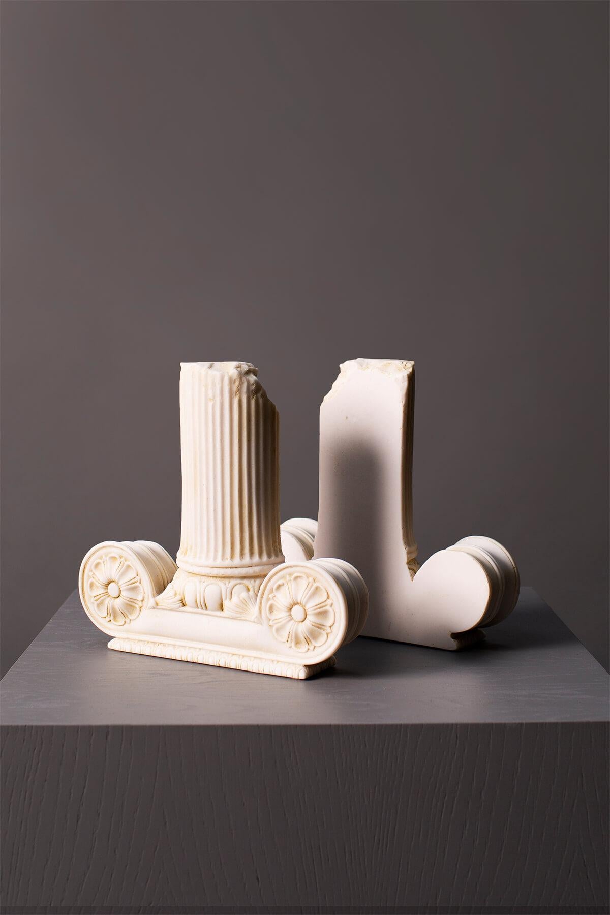 Turkish Ionic Bookend no:2 Set Made with Compressed Marble Powder For Sale