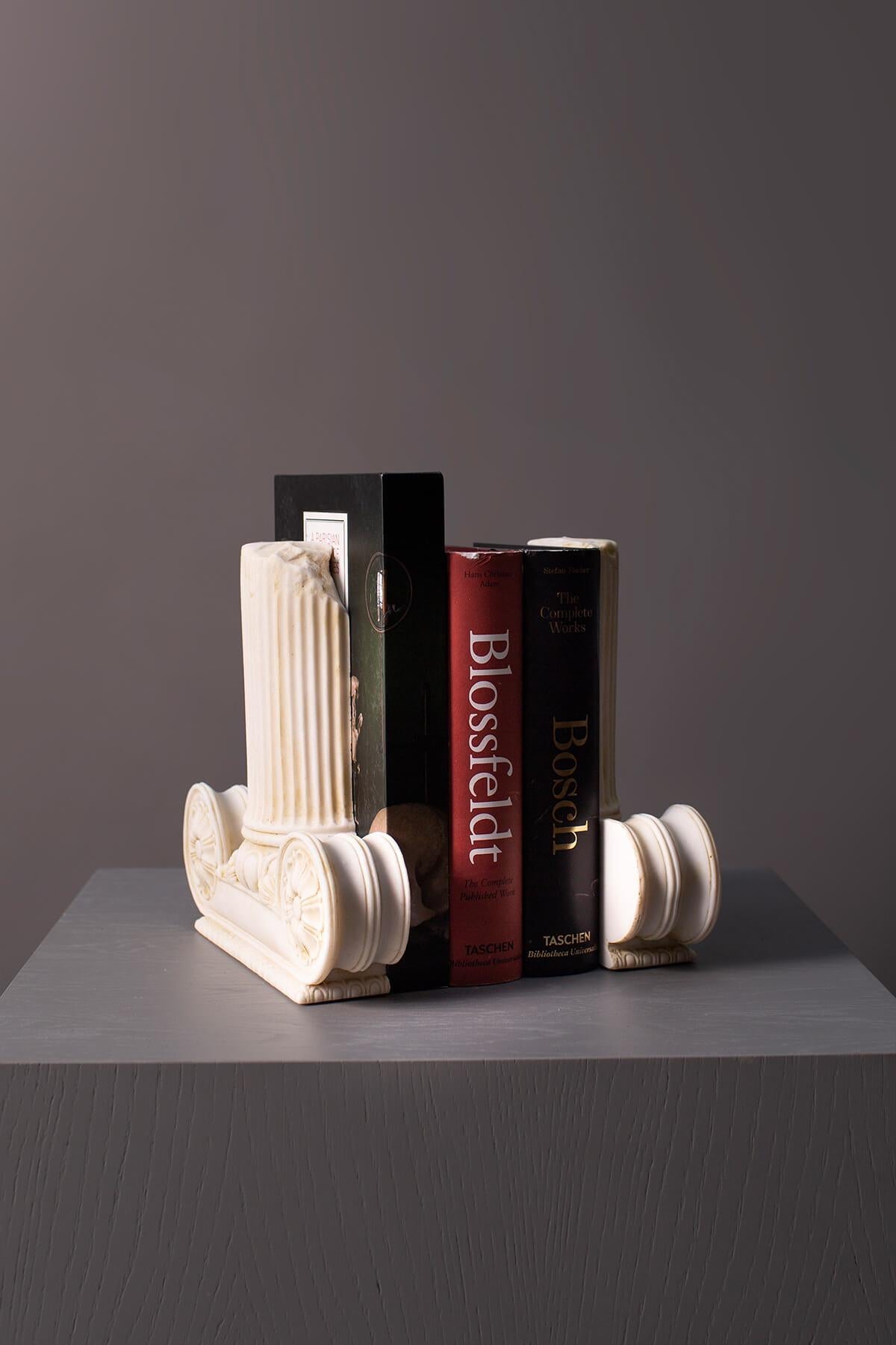 Cast Ionic Bookend no:2 Set Made with Compressed Marble Powder For Sale