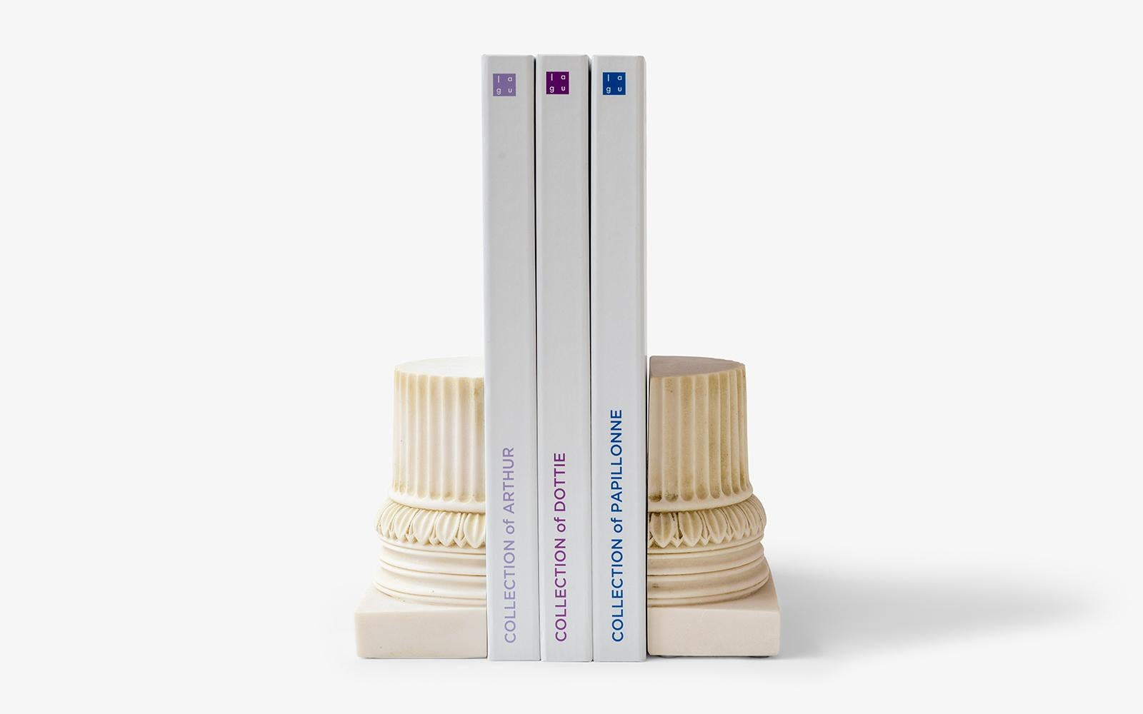 Turkish Ionic Bookend Set Made with Compressed Marble Powder For Sale