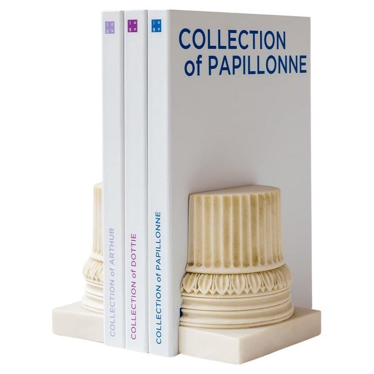 Ionic Bookend Set Made with Compressed Marble Powder For Sale