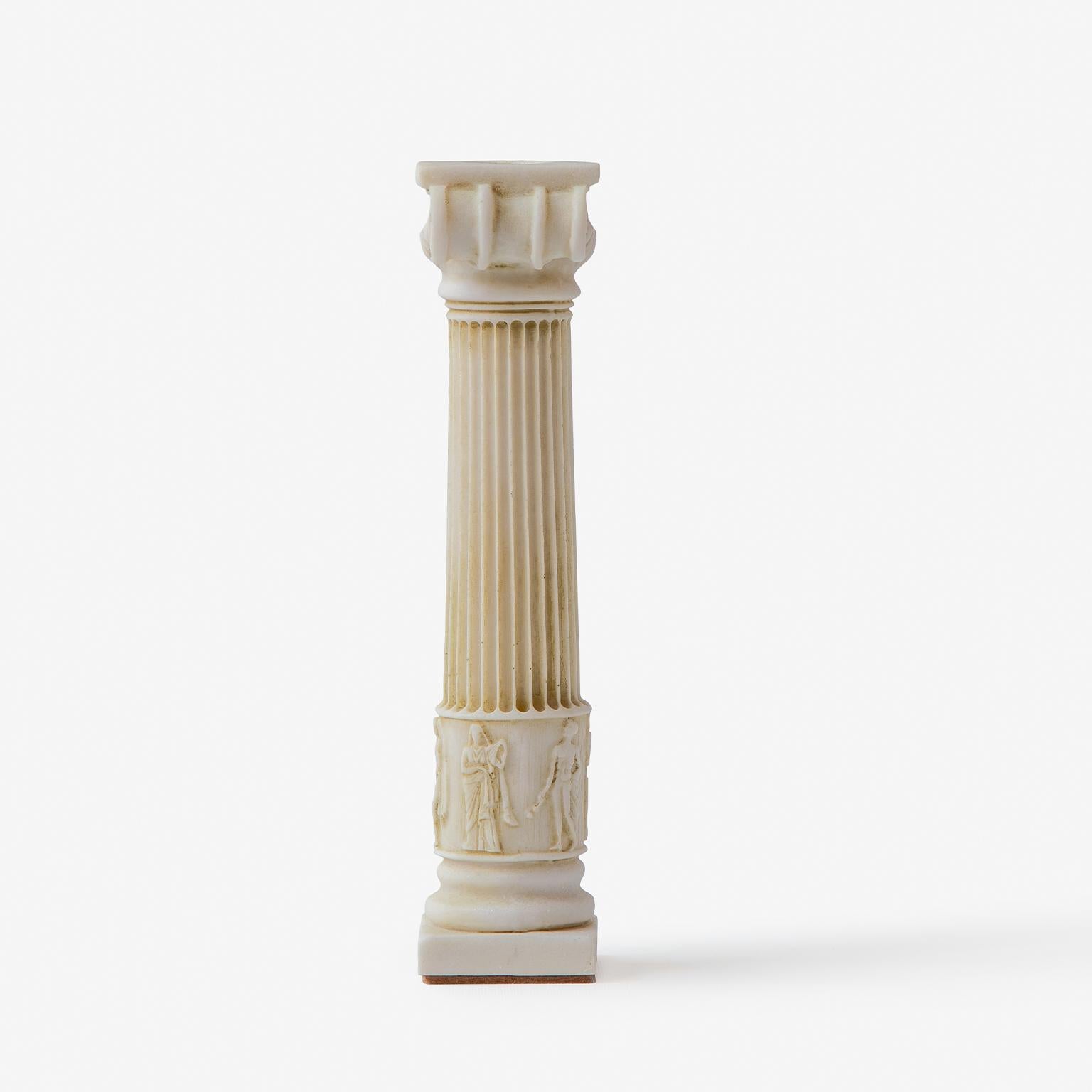 Classical Greek Ionic Column Candlestick Made with Compressed Marble Powder No:2 For Sale