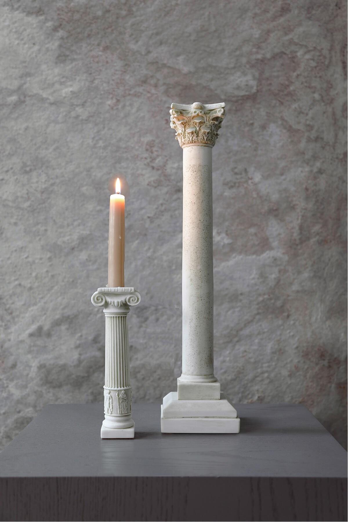 Ionic Column Candlestick Made with Compressed Marble Powder No:2 In New Condition For Sale In İSTANBUL, TR