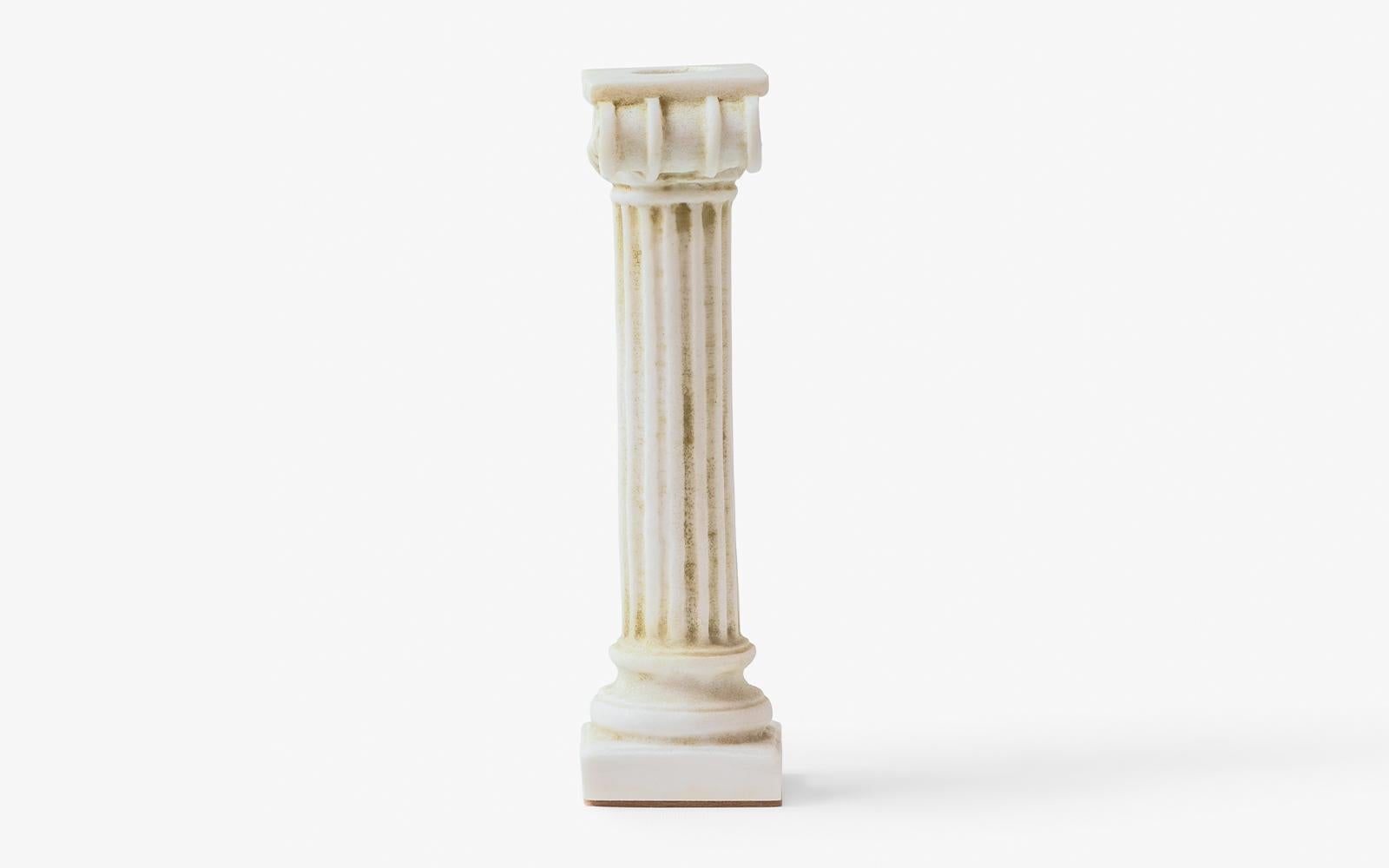 Classical Greek Ionic Column Candlestick Made with Compressed Marble Powder No:1 For Sale