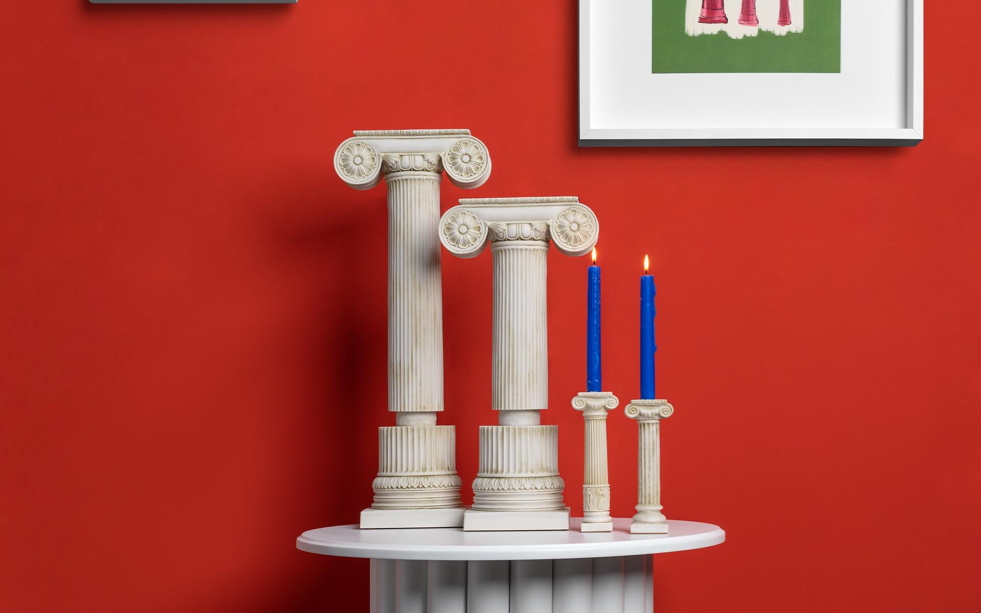 ischer Säulen-Kerzenständer mit Compressed Marmor pulverisiert Nr:2 im Angebot 1