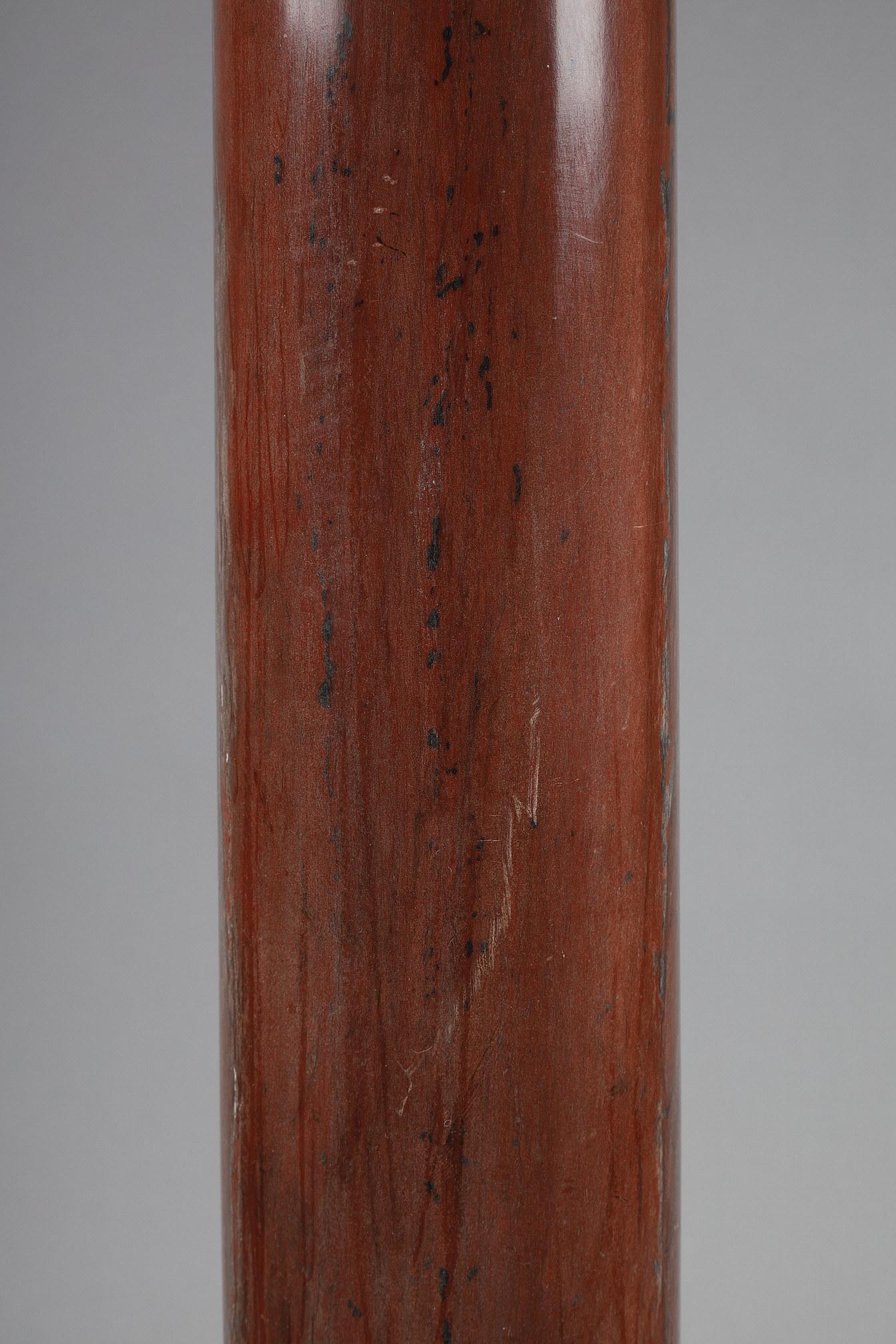 Ionic Column in Red Languedoc Marble and Gilt Bronze For Sale 4