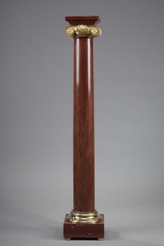 Ionic Column in Red Languedoc Marble and Gilt Bronze