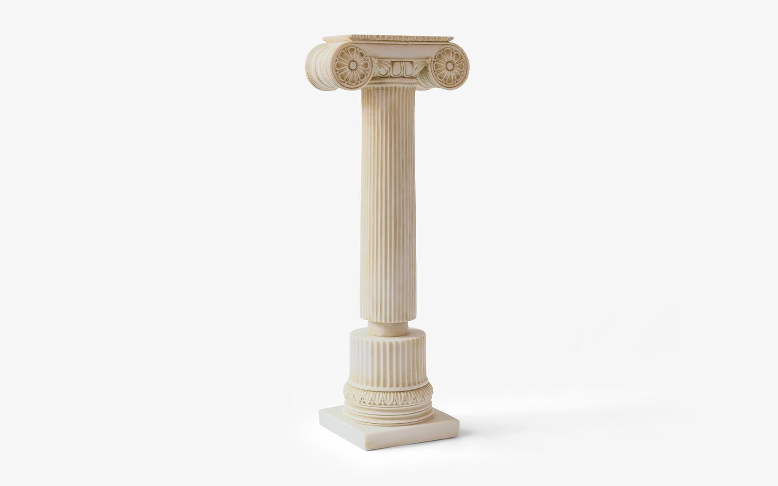 Weight: 7,5 kg
Ionic regular columns, born on the western and southern coasts of Anatolia, have a thin, long and elegant form.

-Produced from pressed marble powder.
-Produced from the original molds of the works from the museum.
-Can be used