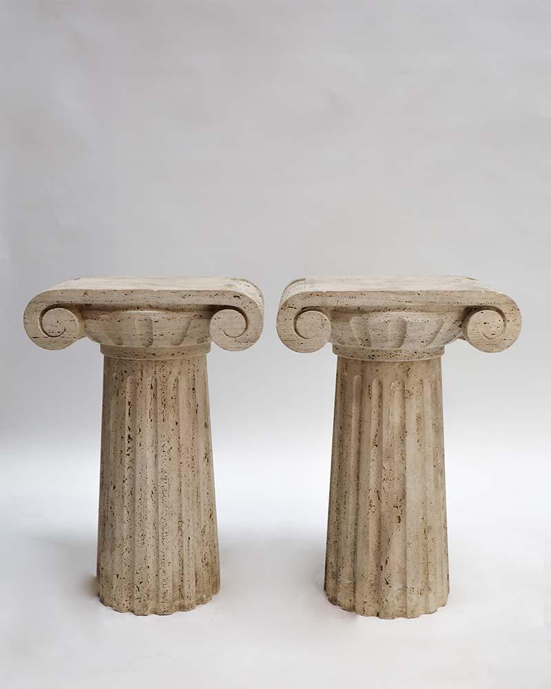 Neoclassical Revival Ionic Column Marble Pedestal For Sale