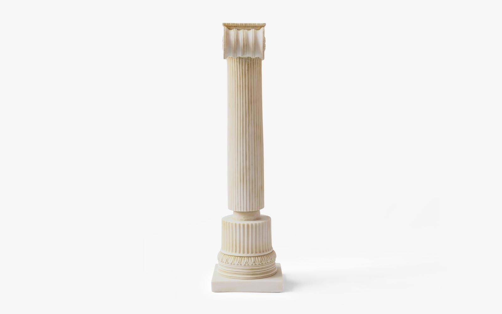 Classical Greek Ionic Column Sculpture Made with Compressed Marble Powder / Large For Sale