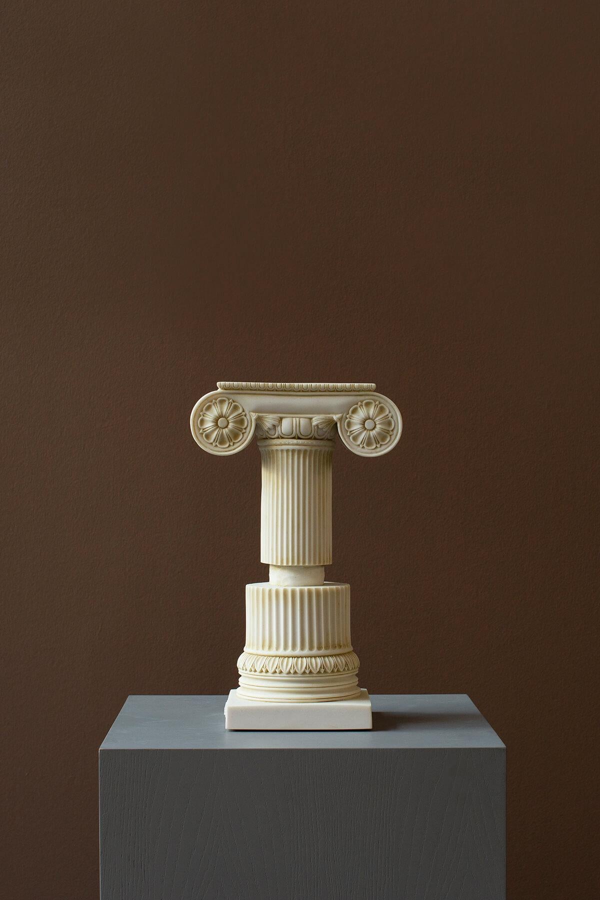 Classical Greek Ionic Column Sculpture Made with Compressed Marble Powder No:1 Small For Sale