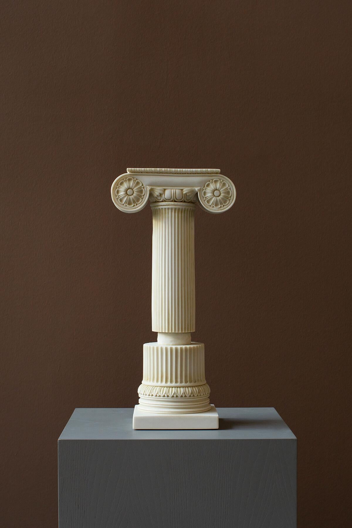 Contemporary Ionic Column Statue Set Made with Compressed Marble Powder (3 pieces) For Sale