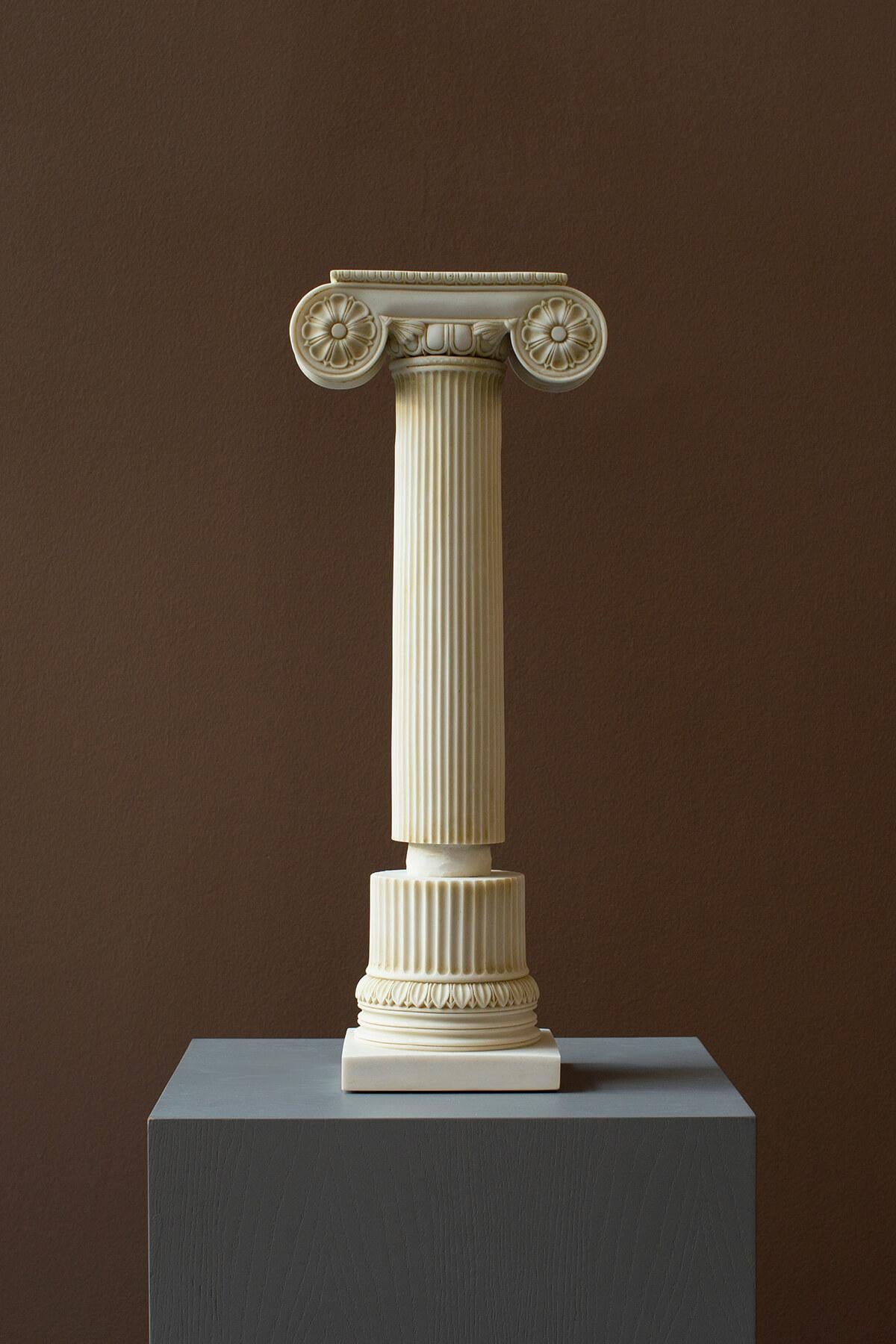 Statuary Marble Ionic Column Statue Set Made with Compressed Marble Powder (3 pieces) For Sale