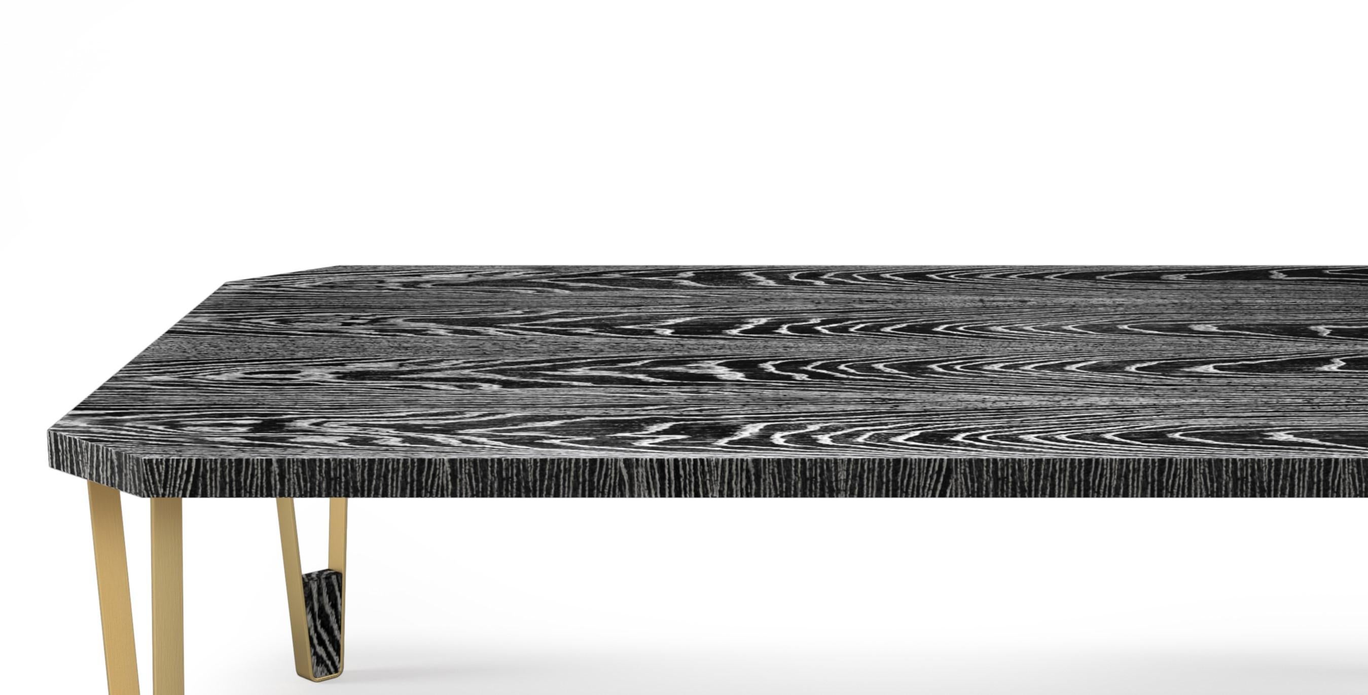 Portuguese Ionic Rectangular Ebony Limed Oak Coffee Table by InsidherLand For Sale