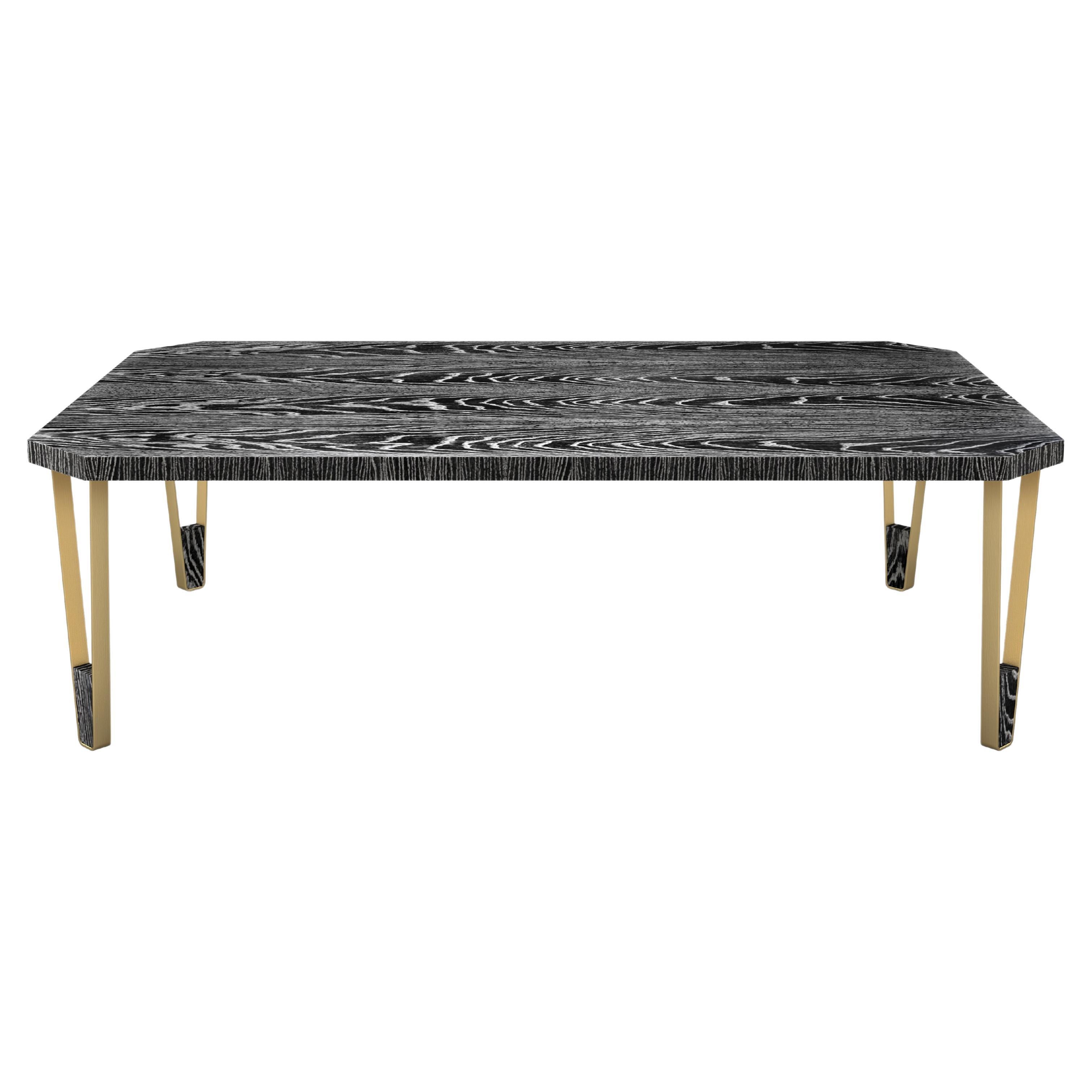 Ionic Rectangular Ebony Limed Oak Coffee Table by InsidherLand For Sale