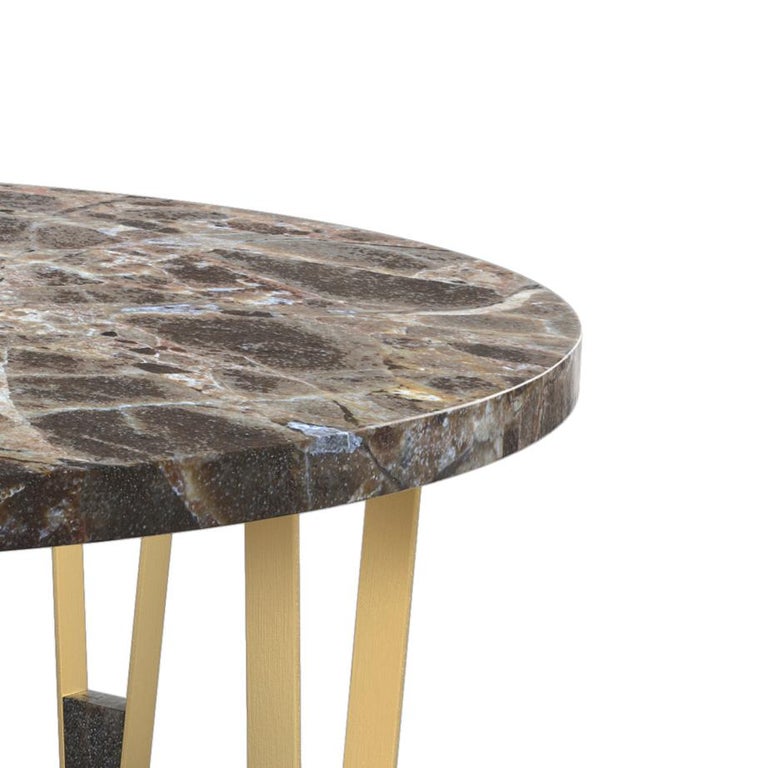 Modern Ionic Round Coffee Table, Dark Emperador, Insidherland by Joana Santos Barbosa For Sale