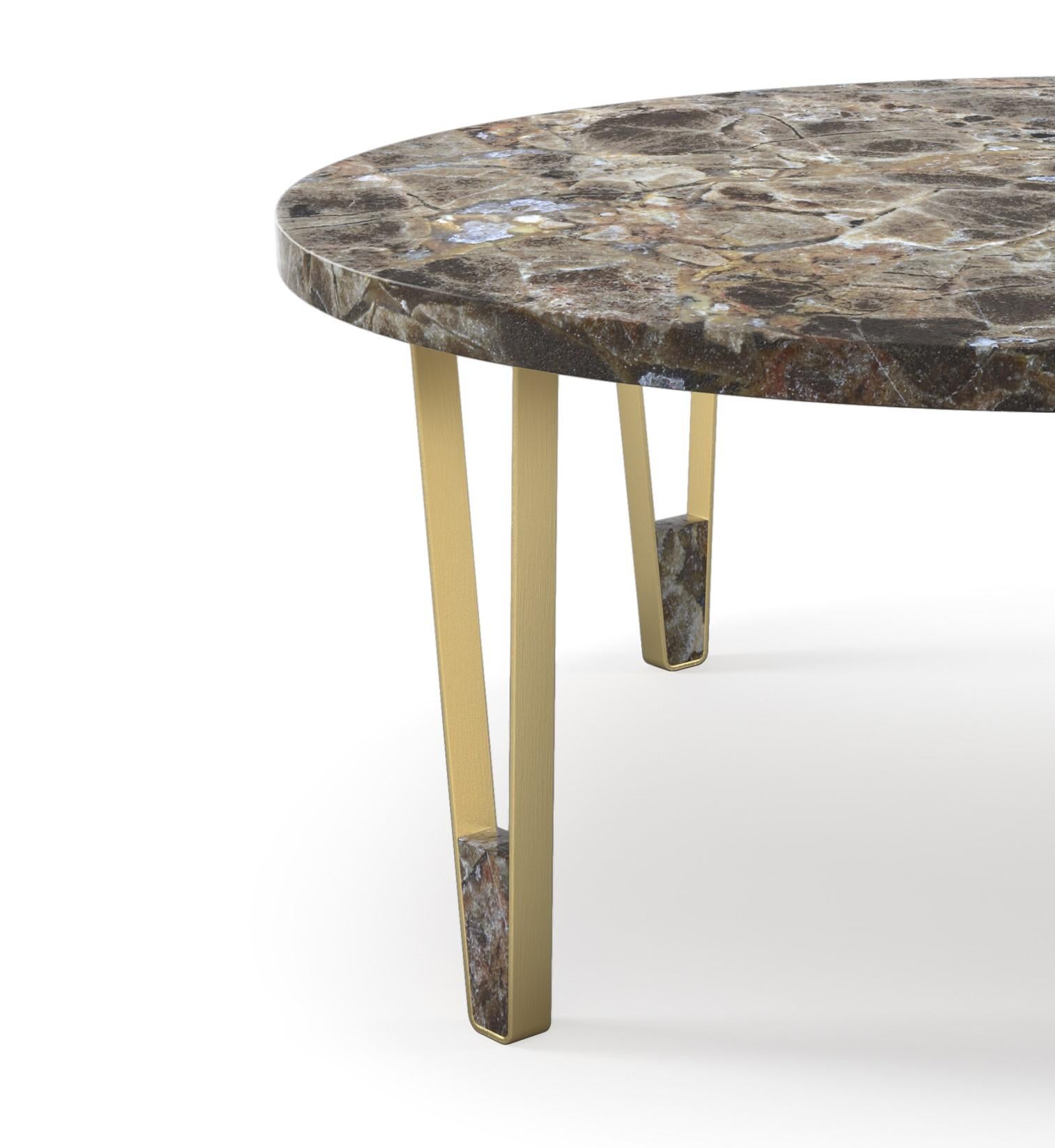 Post-Modern Ionic Round Emperador Marble Coffee Table by InsidherLand For Sale