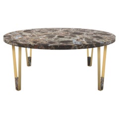 Ionic Round Emperador Marble Coffee Table by InsidherLand