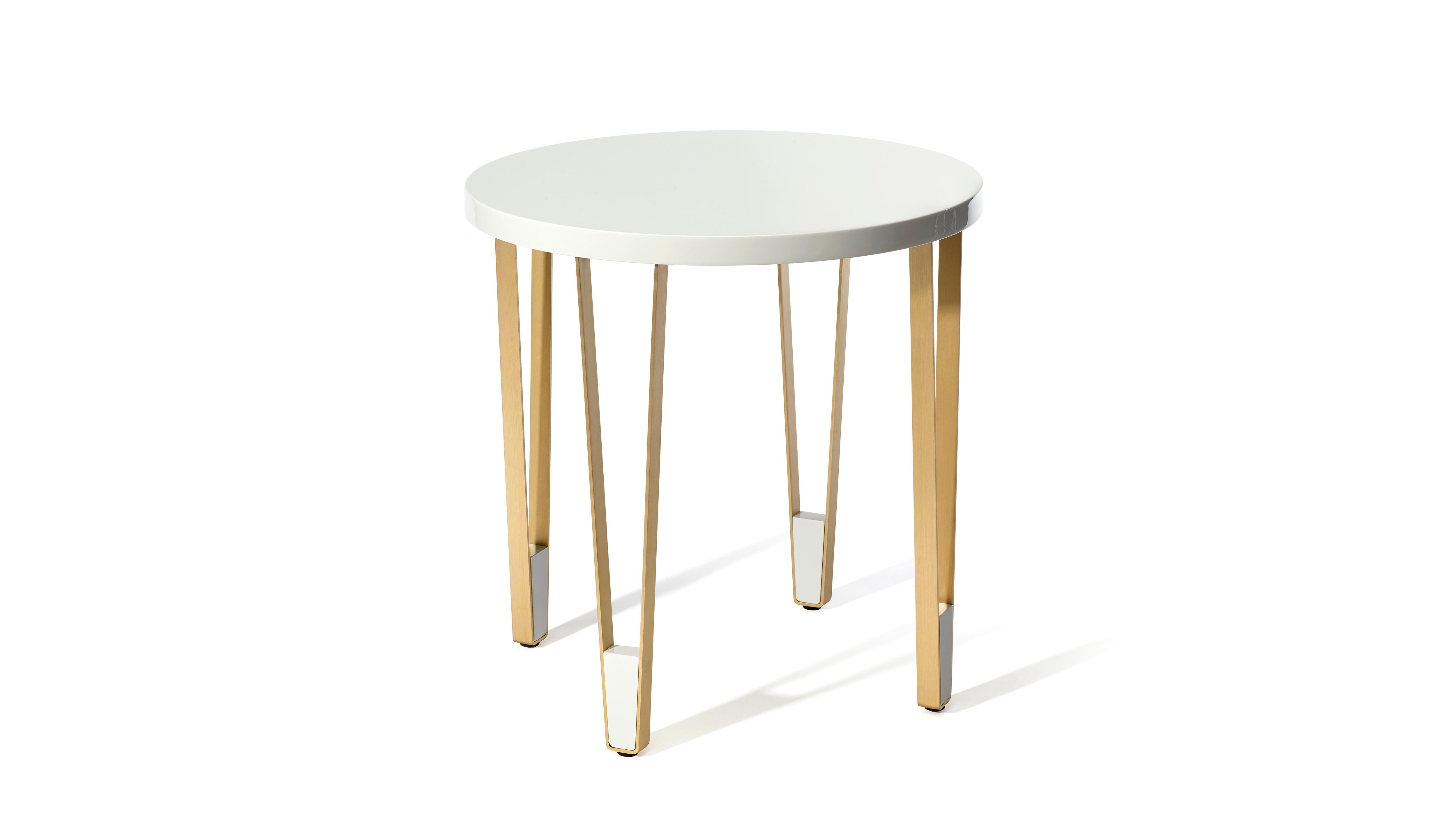 Ionic Round Side Table by InsidherLand
Dimensions: D 55 x H 55 cm.
Materials: White lacquered, brushed brass.
10 kg.
Other materials available.

Ionic is one of the three orders of classical architecture developed at the ancient Greek temples.