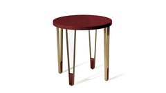 Ionic Round Side Table, Red Wine and Brass, InsidherLand by Joana Santos Barbosa