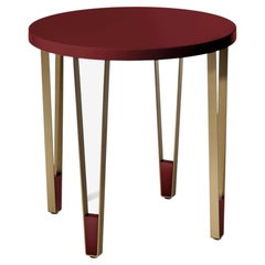 Ionic Round Side Table, Red Wine and Brass, InsidherLand by Joana Santos Barbosa