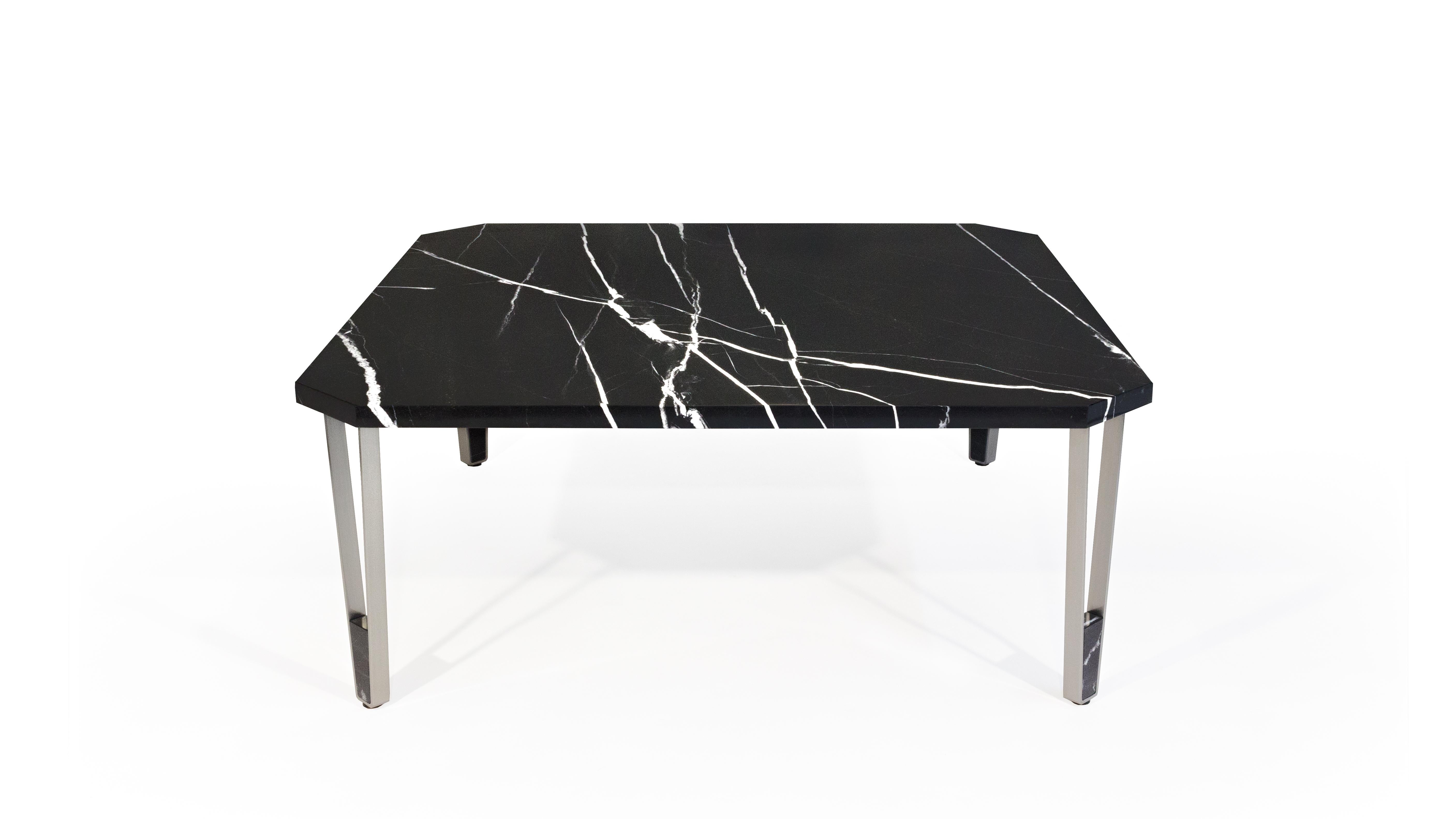 Ionic Square Nero Marquina Marble Coffee Table by InsidherLand
Dimensions: D 100 x H 40 cm.
Materials: Nero Marquina marble, brushed stainless steel.
85 kg.
Other materials available.

Ionic is one of the three orders of classical architecture