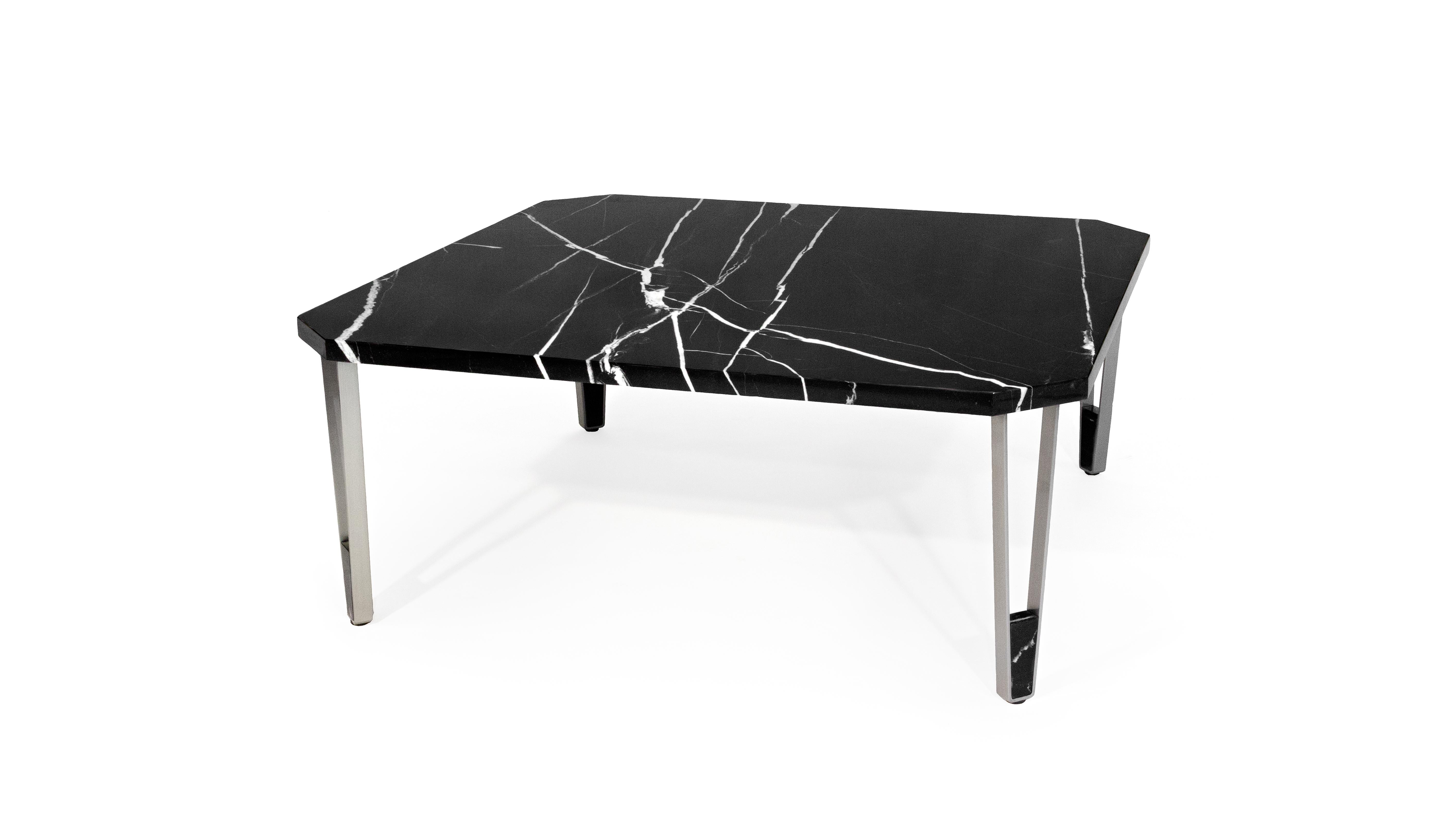 Post-Modern Ionic Square Nero Marquina Marble Coffee Table by InsidherLand For Sale