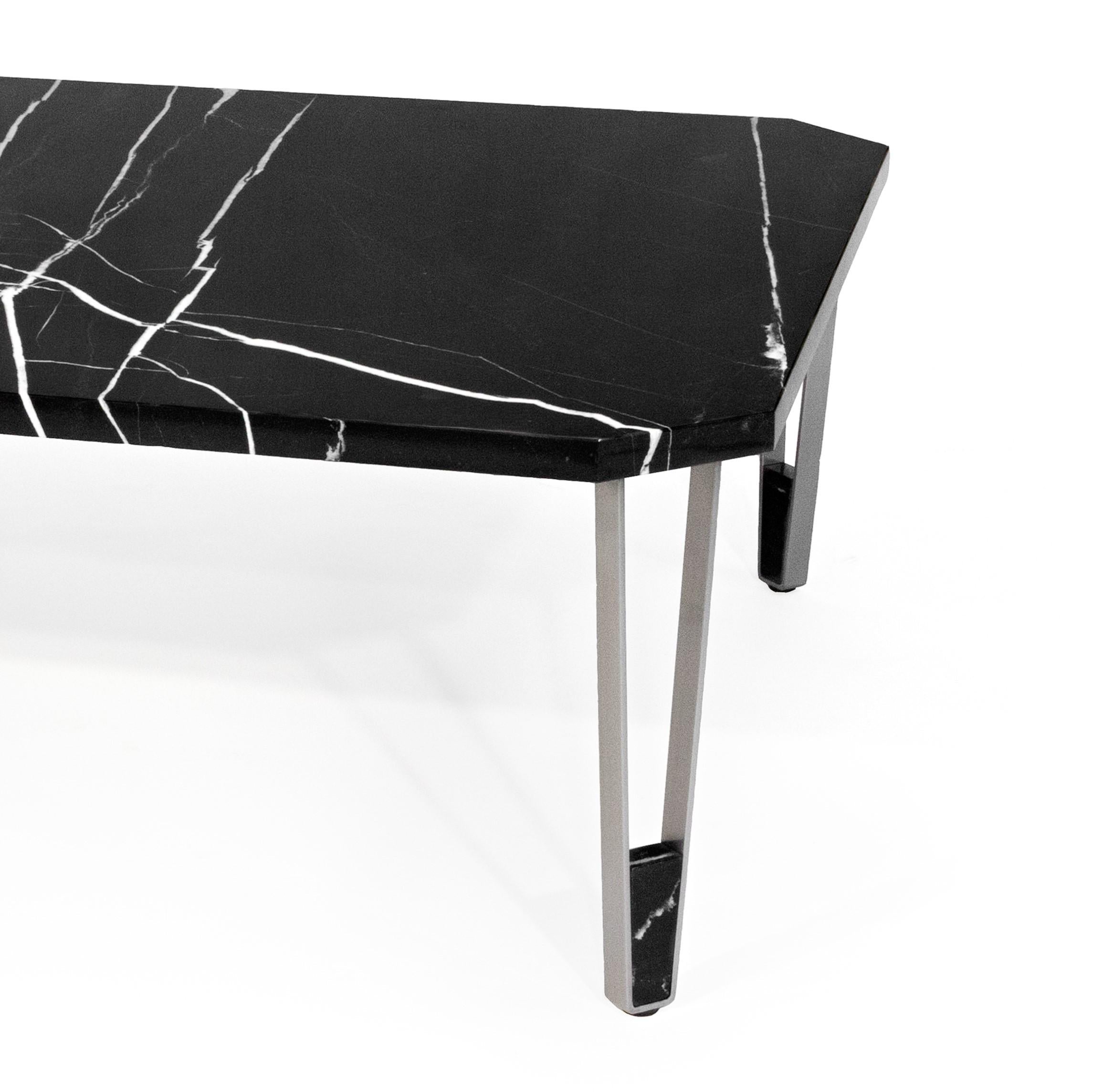 Portuguese Ionic Square Nero Marquina Marble Coffee Table by InsidherLand For Sale