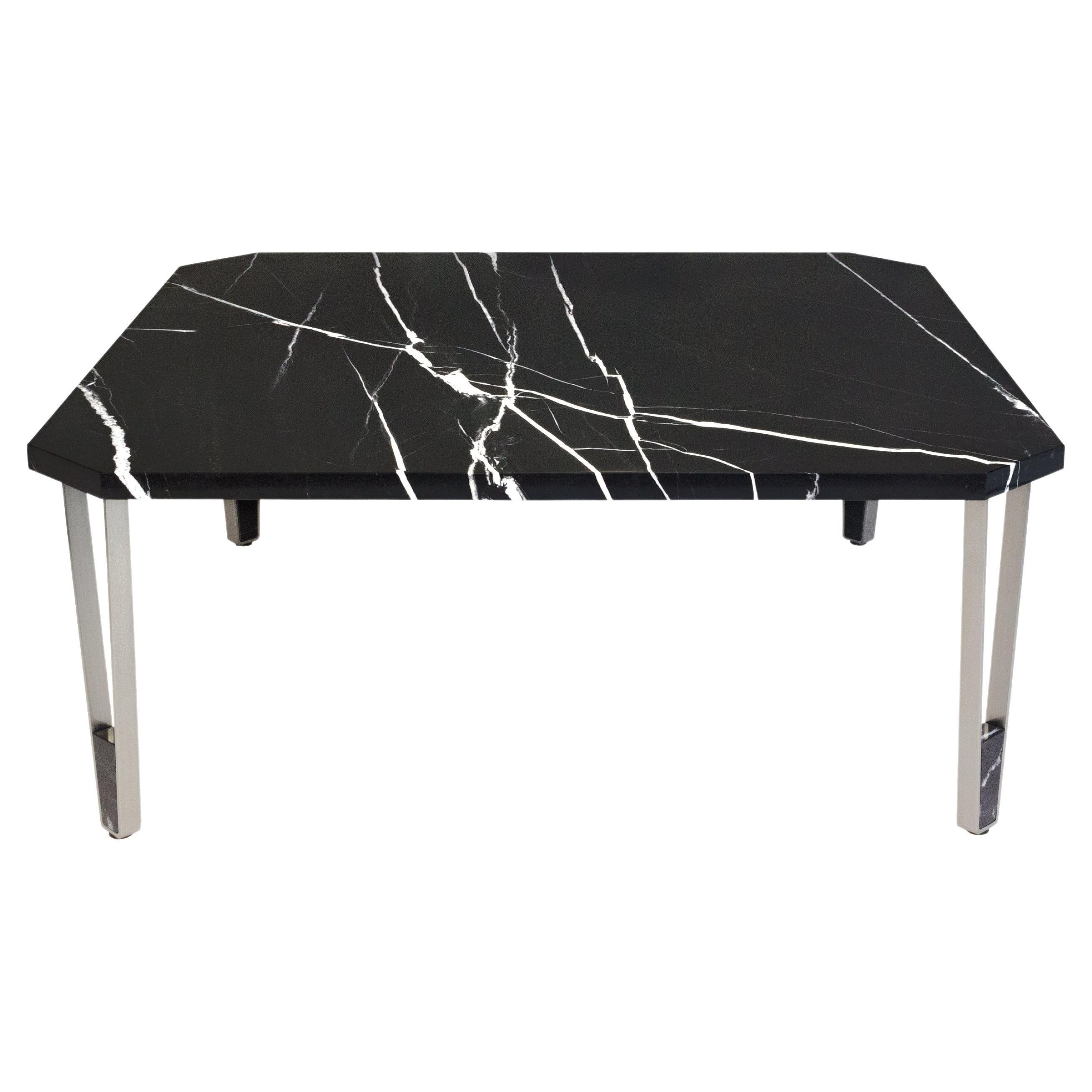 Ionic Square Nero Marquina Marble Coffee Table by InsidherLand For Sale