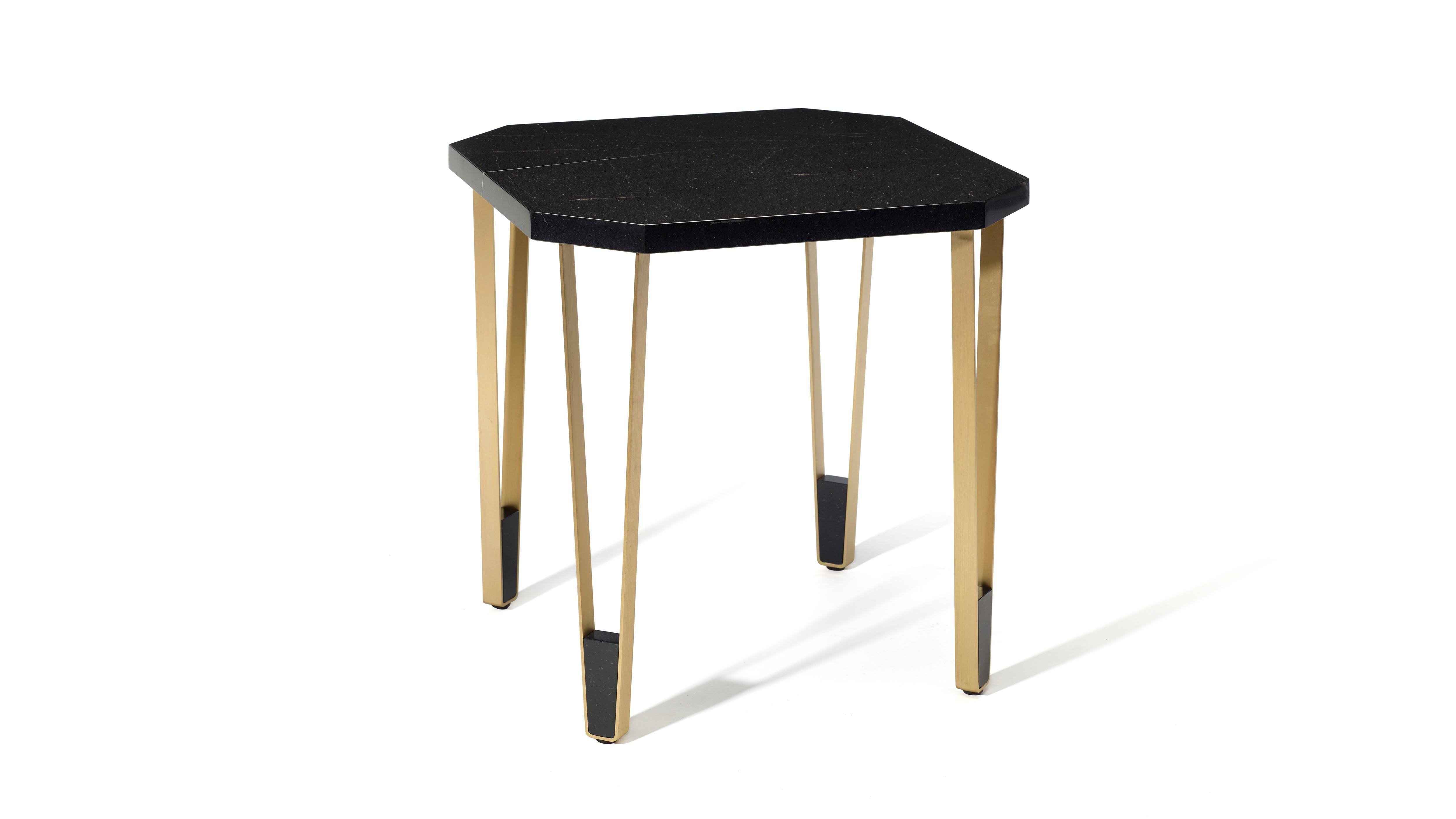 Ionic Square Nero Marquina Marble Side Table by InsidherLand
Dimensions: D 55 x H 55 cm.
Materials: Nero marquina marble, brushed brass.
29 kg.
Other materials available.

Ionic is one of the three orders of classical architecture developed at the