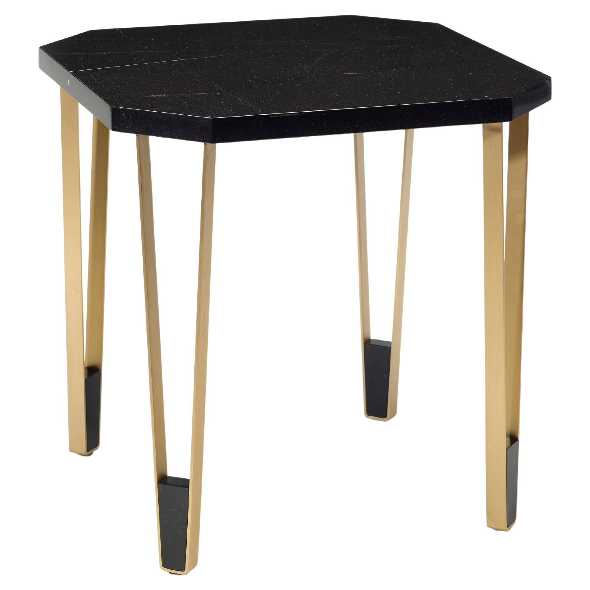 Ionic Square Nero Marquina Marble Side Table by InsidherLand For Sale