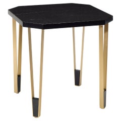 Ionic Square Nero Marquina Marble Side Table by InsidherLand