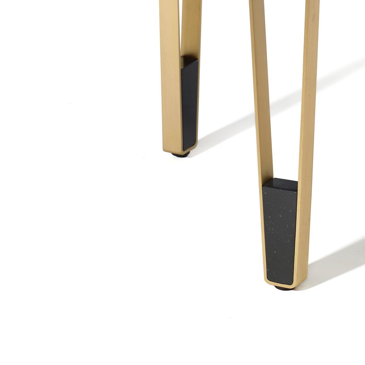Modern Ionic Square Side Table, Marquina & Brass, InsidherLand by Joana Santos Barbosa For Sale