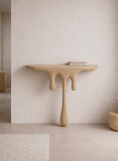 Ioro Unique Console in Travertine Stone & Steel by Andres Monnier
