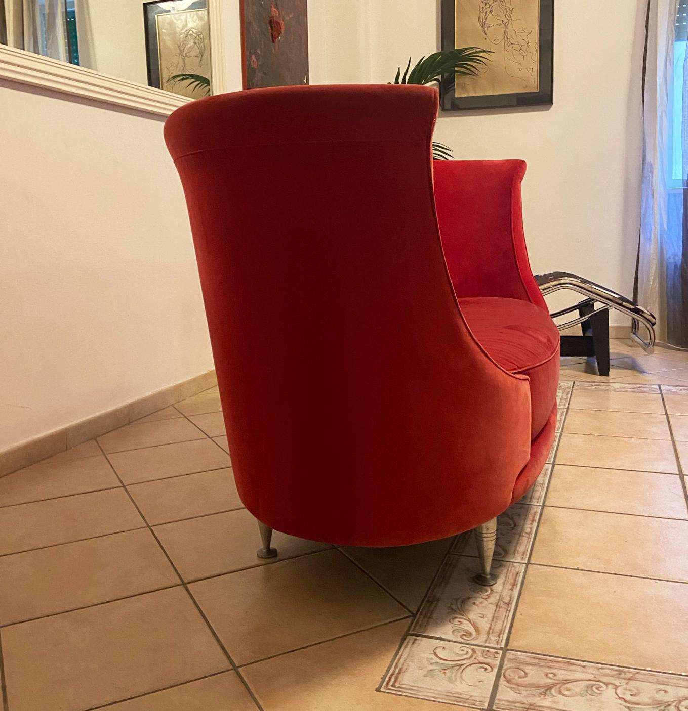red oval couch