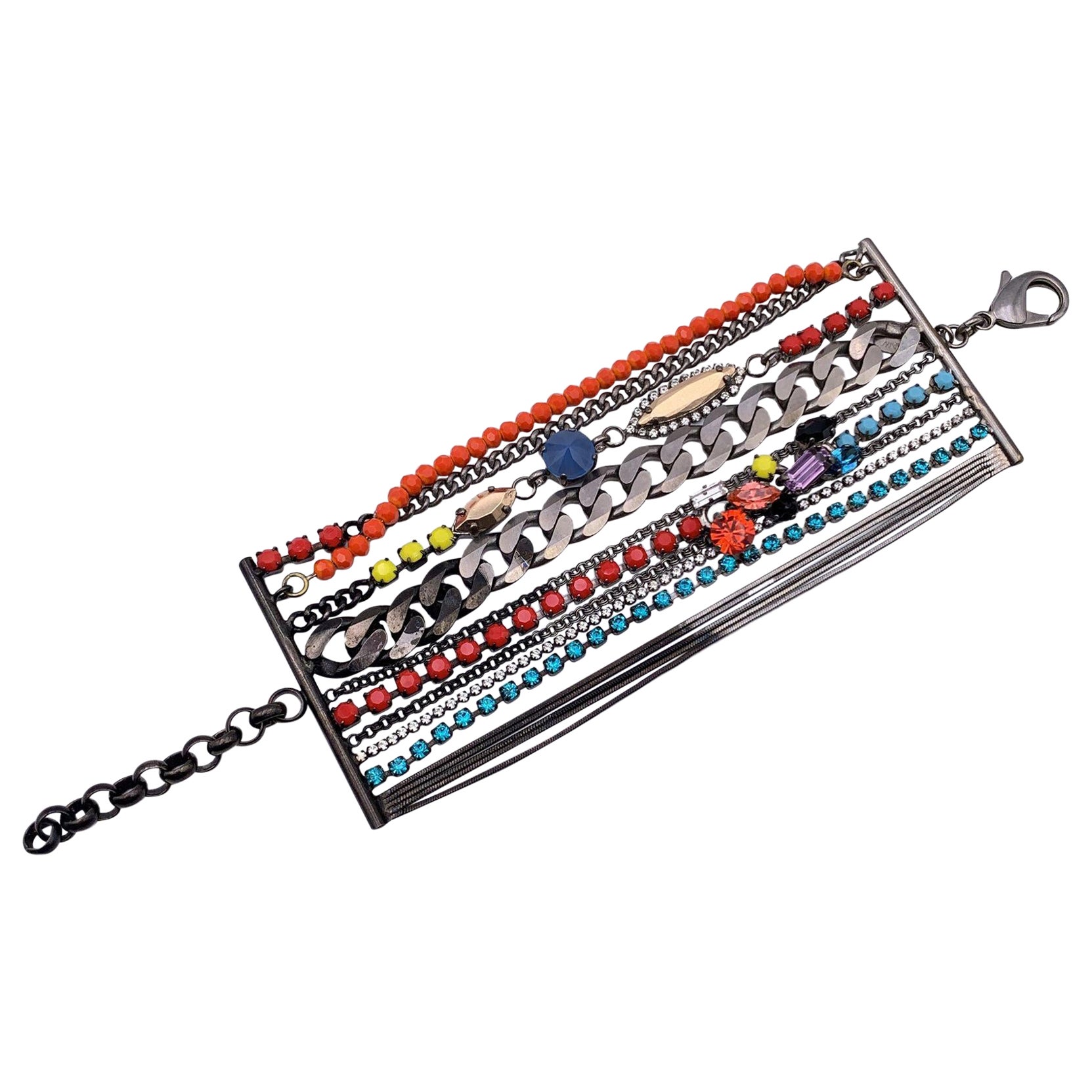 Iosseliani Muticolor Multistrand Chain and Crystals Bracelet with Box