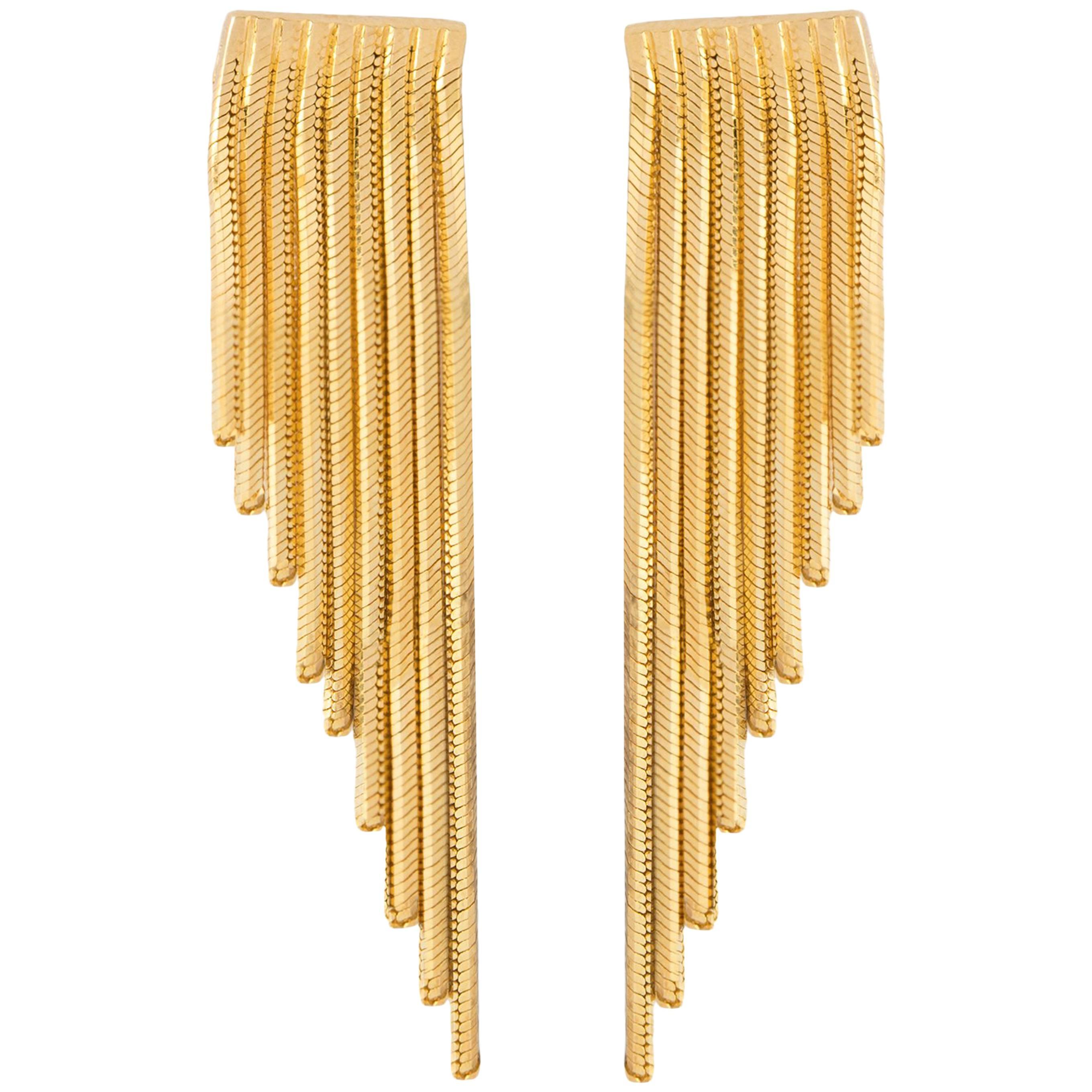 Iosselliani 18 Karat Gold Dangling Drop Earrings For Sale
