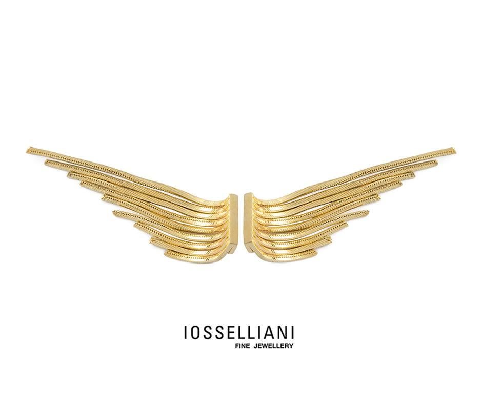 Iconic Design 18K Gold Fringed Single Studded Earring from Iosselliani  In New Condition In Rome, IT