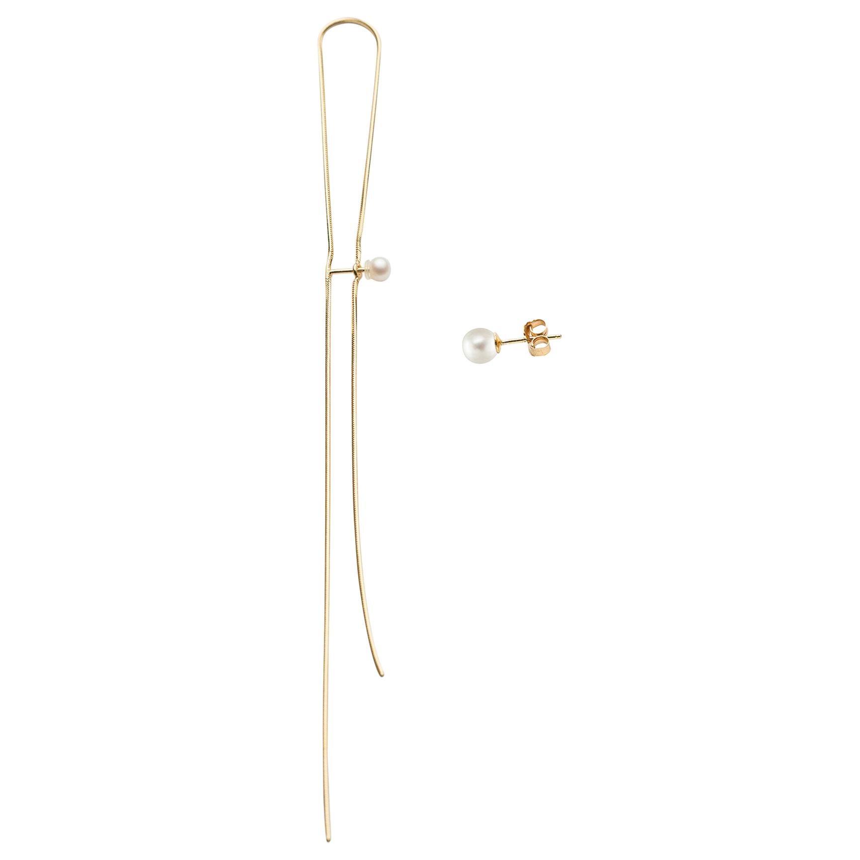 Gold Earwire and Freshwater Pearl Earring from Iosselliani  For Sale