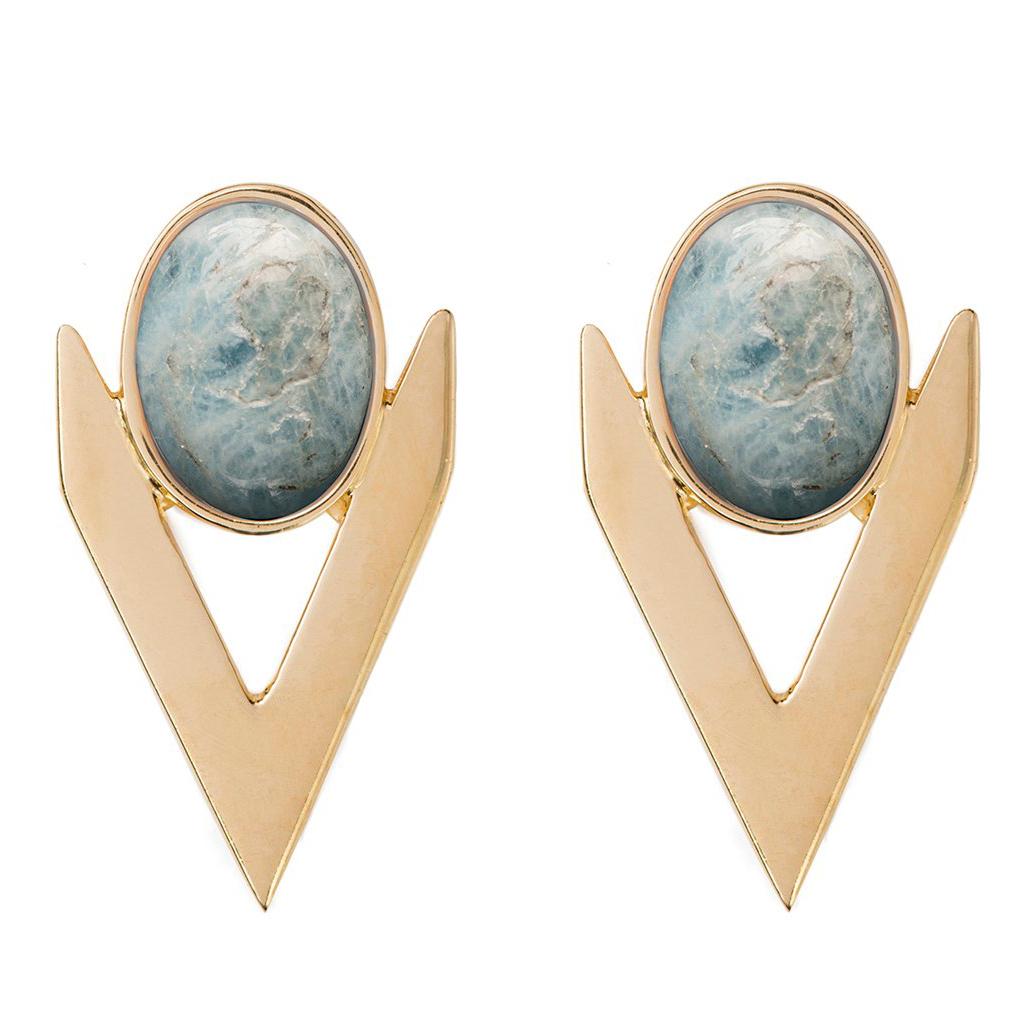 Iosselliani Gold Aquamarine Earrings For Sale