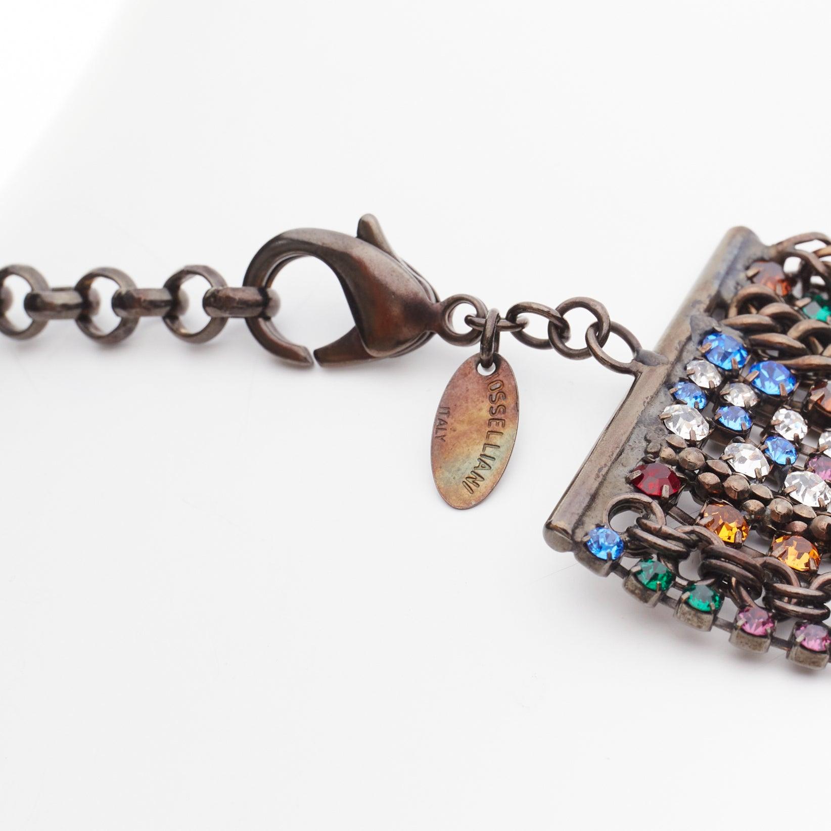 IOSSELLIANI collar de oro con incrustaciones de cristales de strass multicolor en venta 3