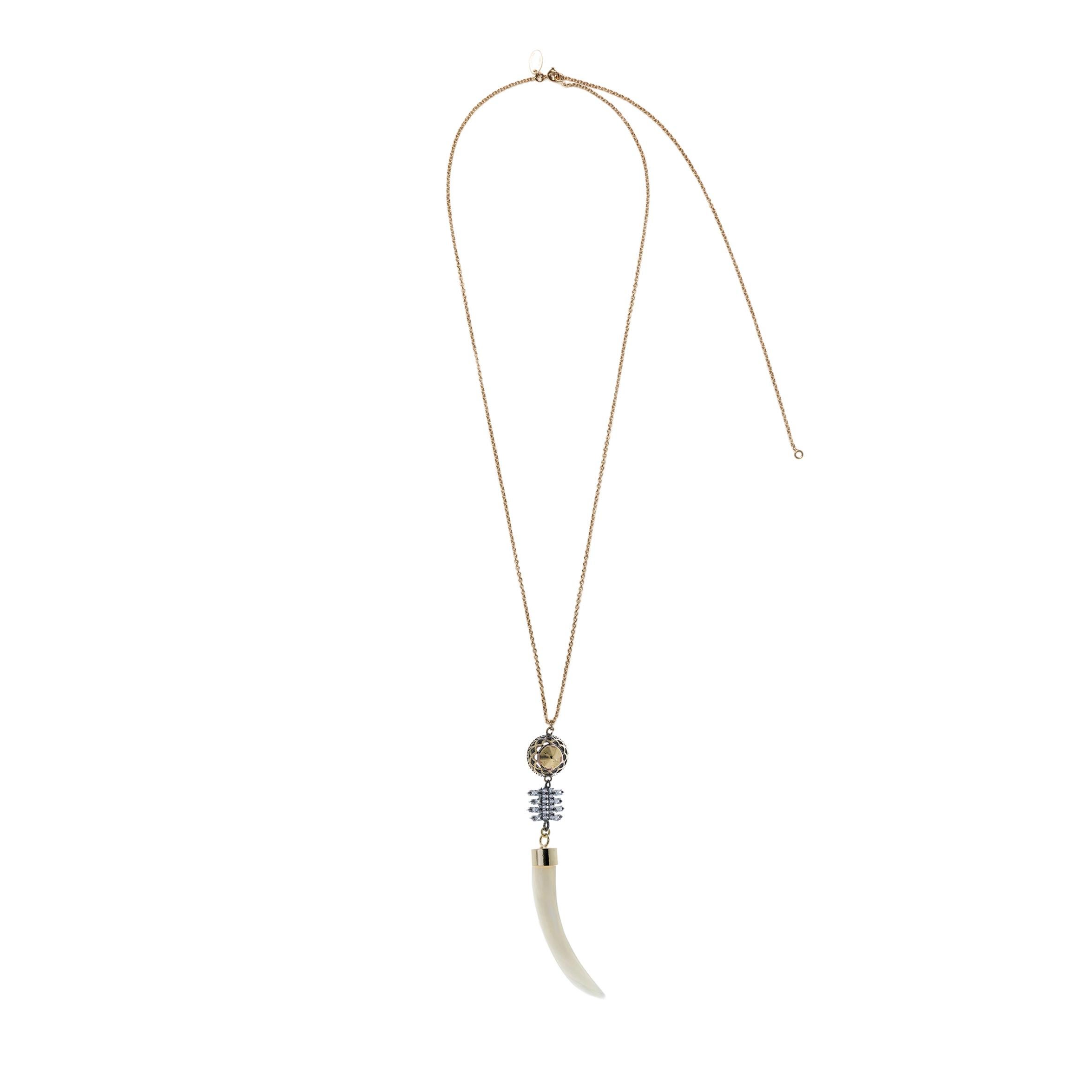 Iosselliani Horn Shaped Nacre Pendant Necklace For Sale