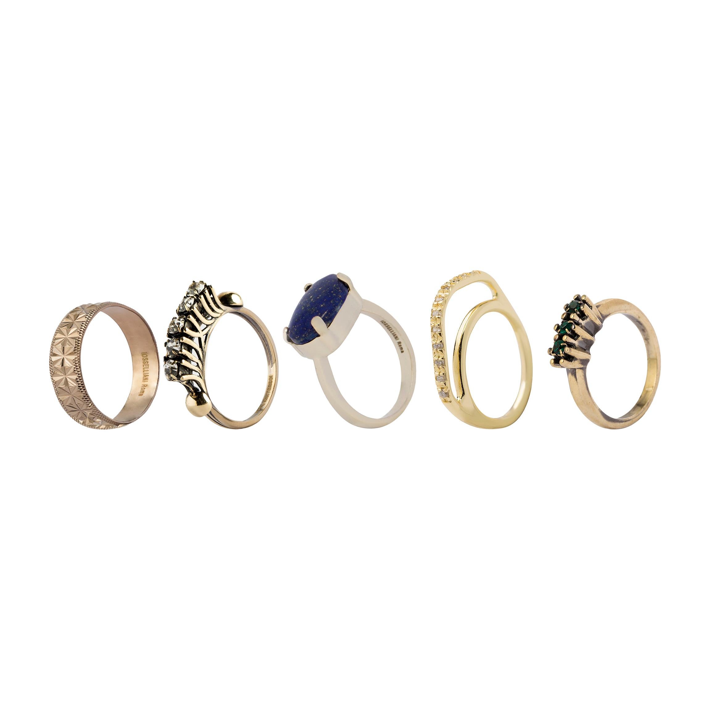 Women's Iosselliani Mixed Gold Lapis Ring Set For Sale
