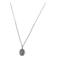 Iosselliani Silver Black Diamond "Myfriendsring" Signet Locket Necklace