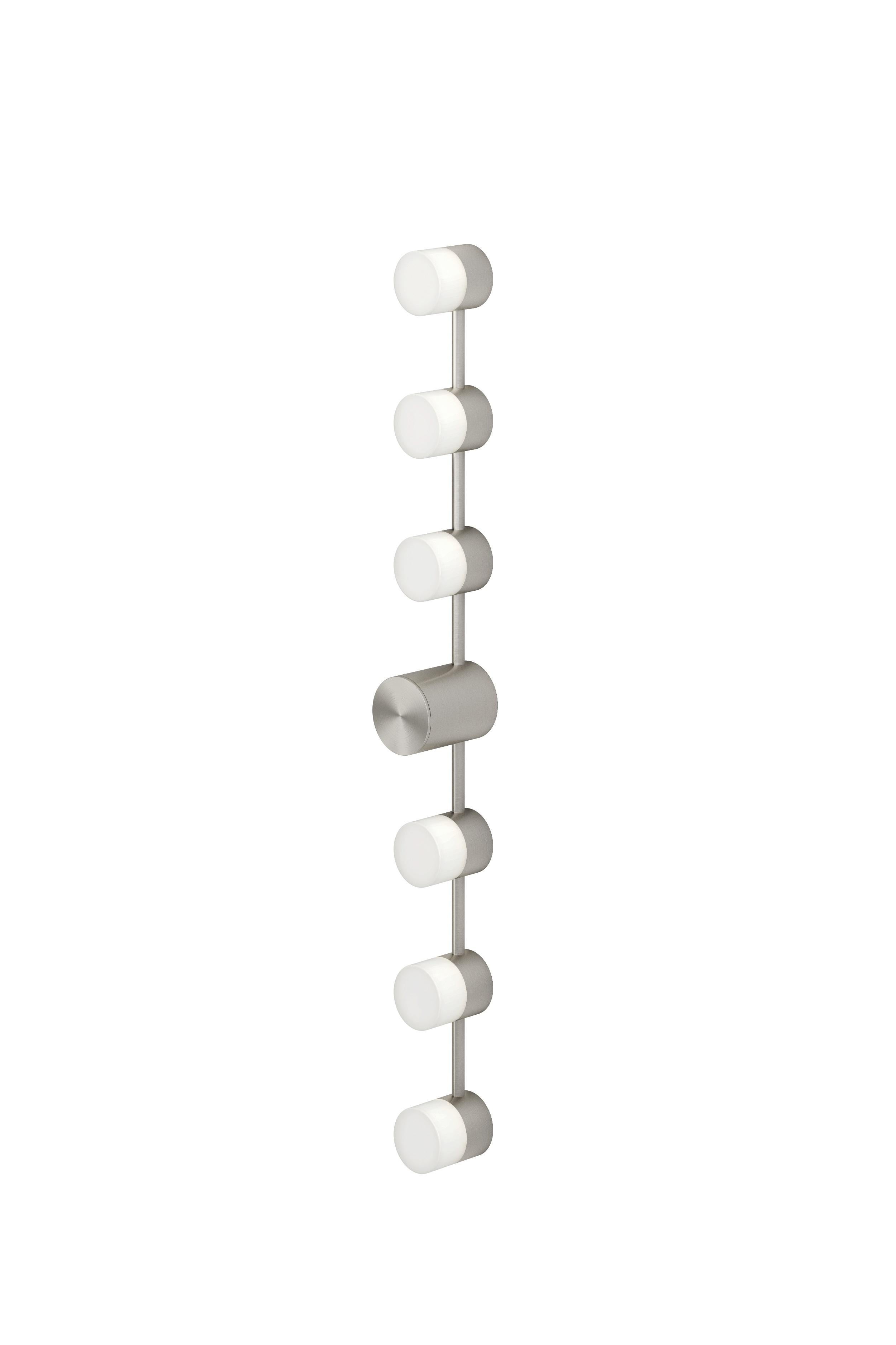 IP Backstage L6 satin nickel wall light by Emilie Cathelineau
Dimensions: D 72.3 x W 6.3 X H 9.2 cm
Materials: solid brass, Satin Nickel
Others finishes and dimensions available.

All our lamps can be wired according to each country. If sold to