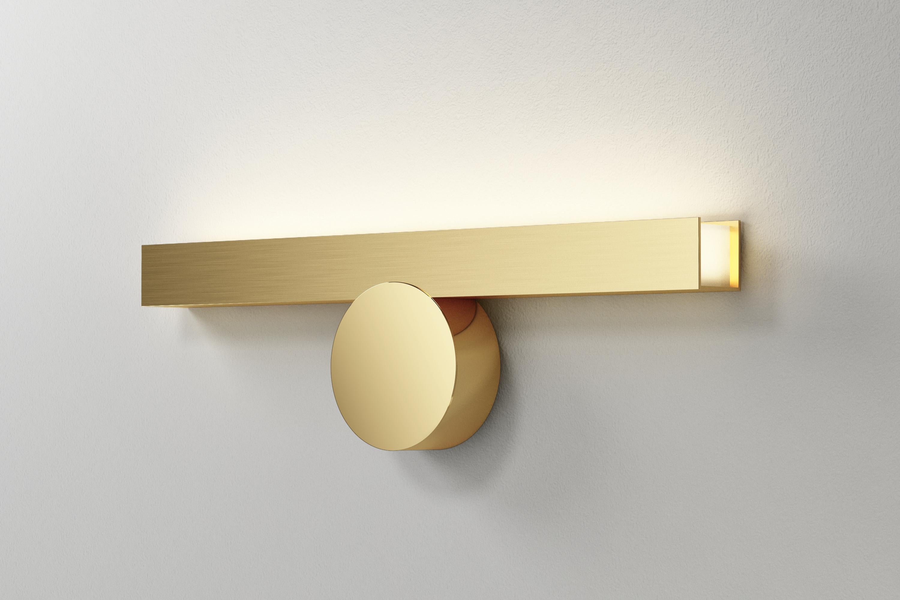 French Ip Calee V1 Satin Polished Brass Wall Light by POOL For Sale