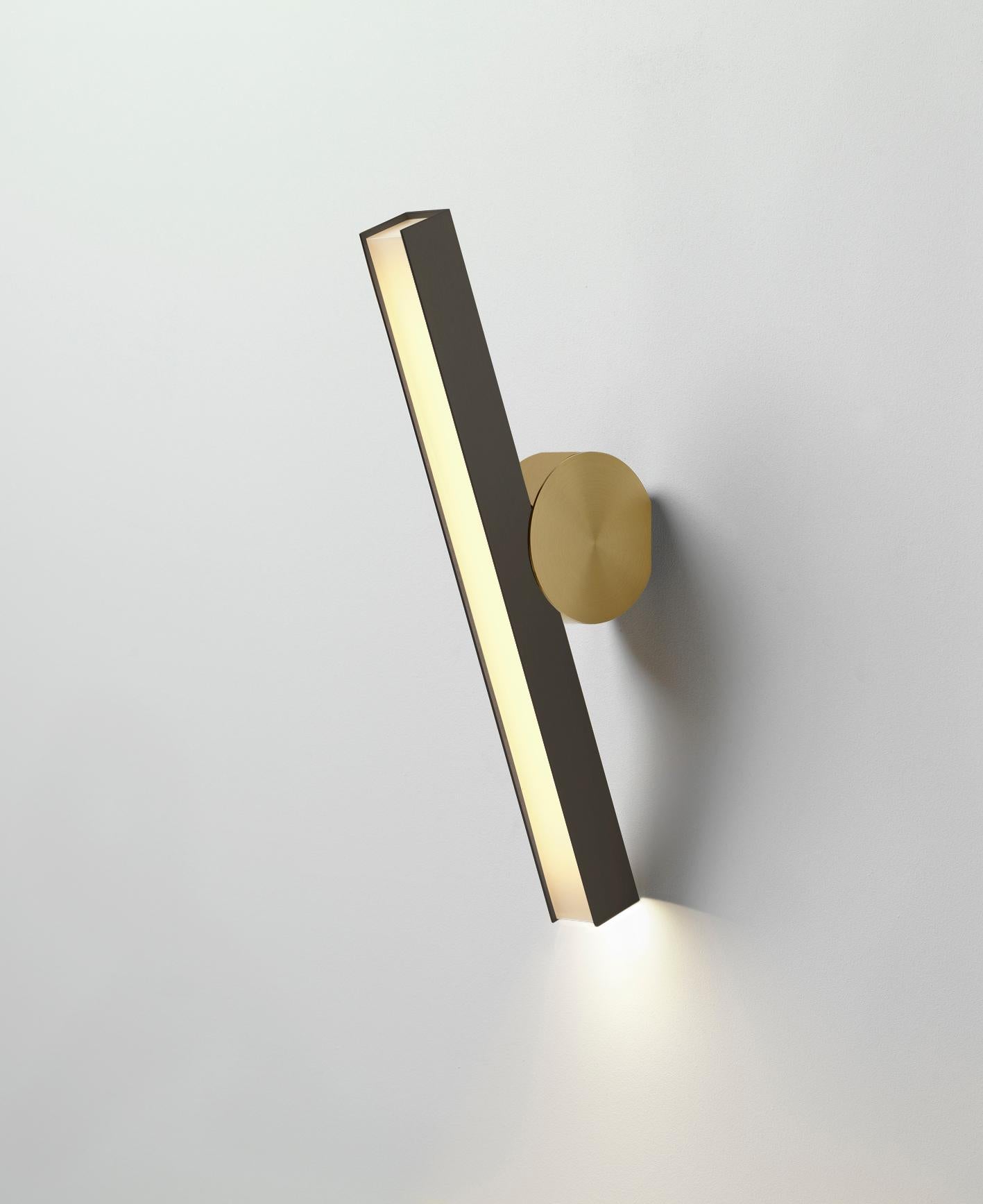 Post-Modern IP Calee V3 Satin Graphite and Brass Wall Light by POOL