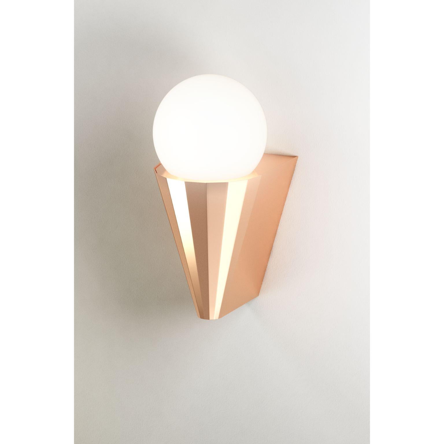 IP Cornet polished copper wall light by Emilie Cathelineau
Dimensions: D 10 x W 12.5 X H 21.2 cm
Materials: solid brass, polished copper
Others finishes are available.

All our lamps can be wired according to each country. If sold to the USA it