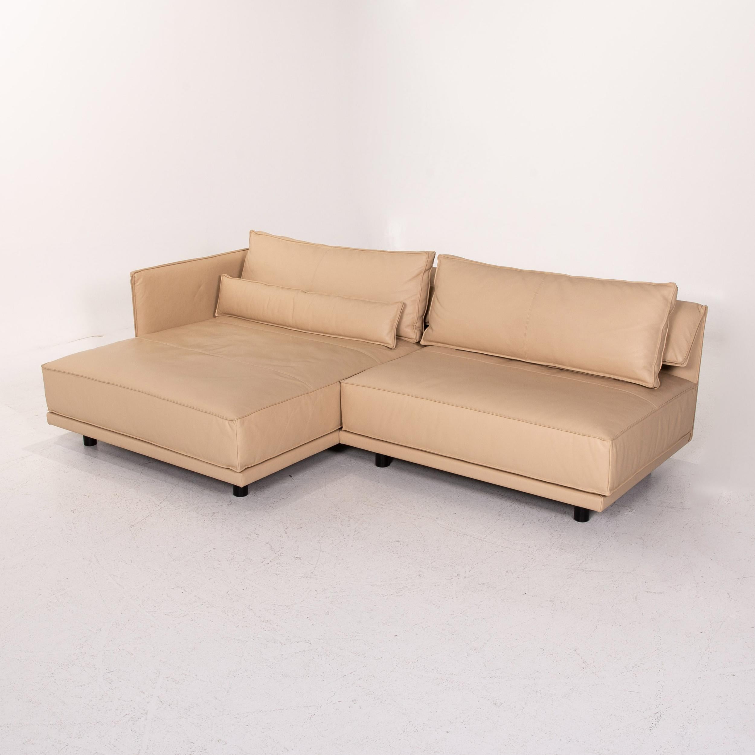 Contemporary IP Design Cube Lounge Leather Corner Sofa Beige Sofa Couch For Sale
